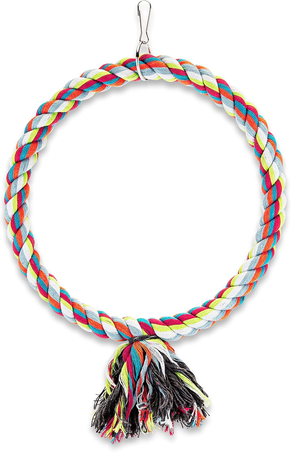 Large Circle Cotton Bird Rope Swing Perch - Made with All Natural Materials - Safe to Climb and Chew - Great for African Grey Parrots, Cockatiels, Parakeets, and Cockatoos image number 1