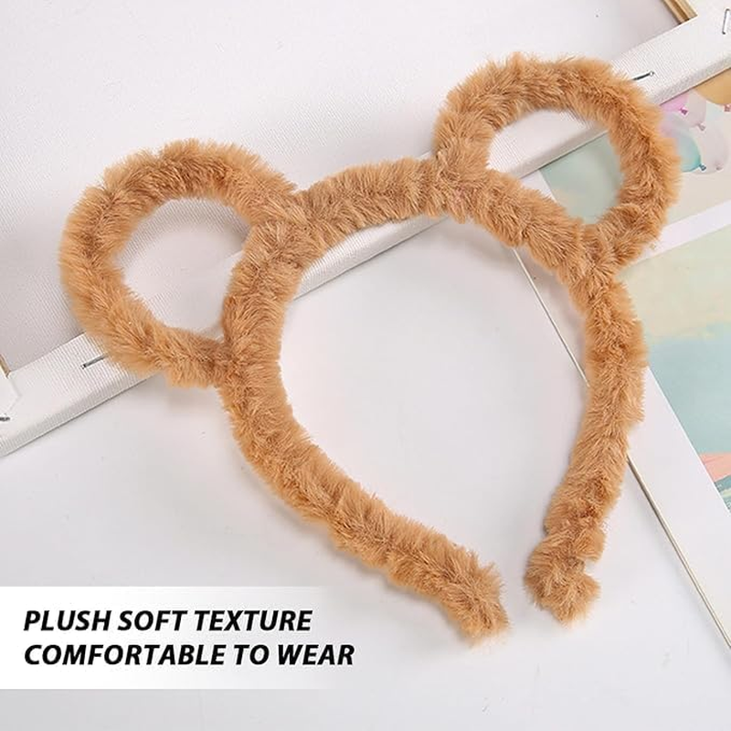 4-Piece Bear Ears Headband Set for Women, Plush Chipmunk & Bear Ear Headbands, Ideal for Halloween, Parties, Cosplay, and Daily Dress up by Ermaoo