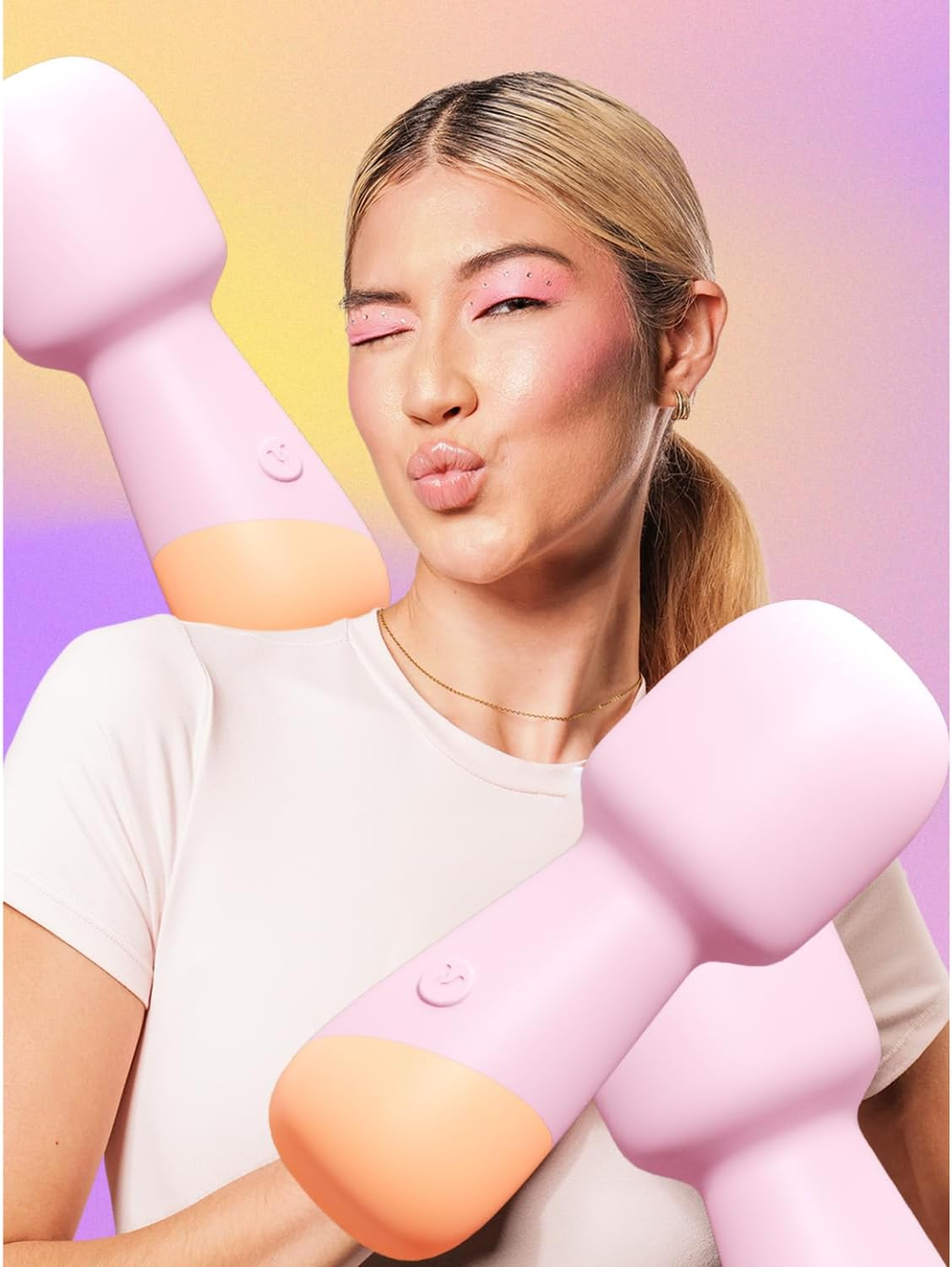 VUSH Peachy Mini Wand Vibrator &ndash; Compact Clit Vibrator & Personal Massager for Women, Powerful Adult Toy with 10 Modes, Medical-Grade Silicone, Waterproof Female Sex Toy for Solo or Couples