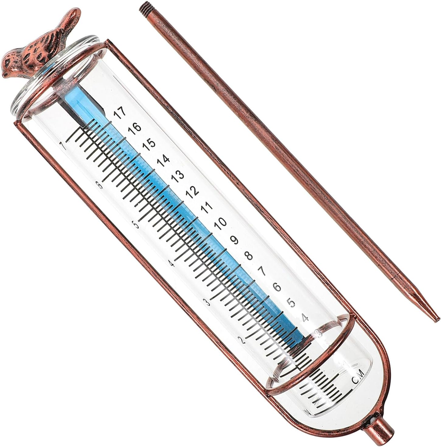 Outdoor Rain Gauge Replacement Glass Tube with Graduated Test Tube Design for Garden Lawn Farm Brass-Colored Measuring Tool with Red Gasket Stable and Read Water Measurement image number 1