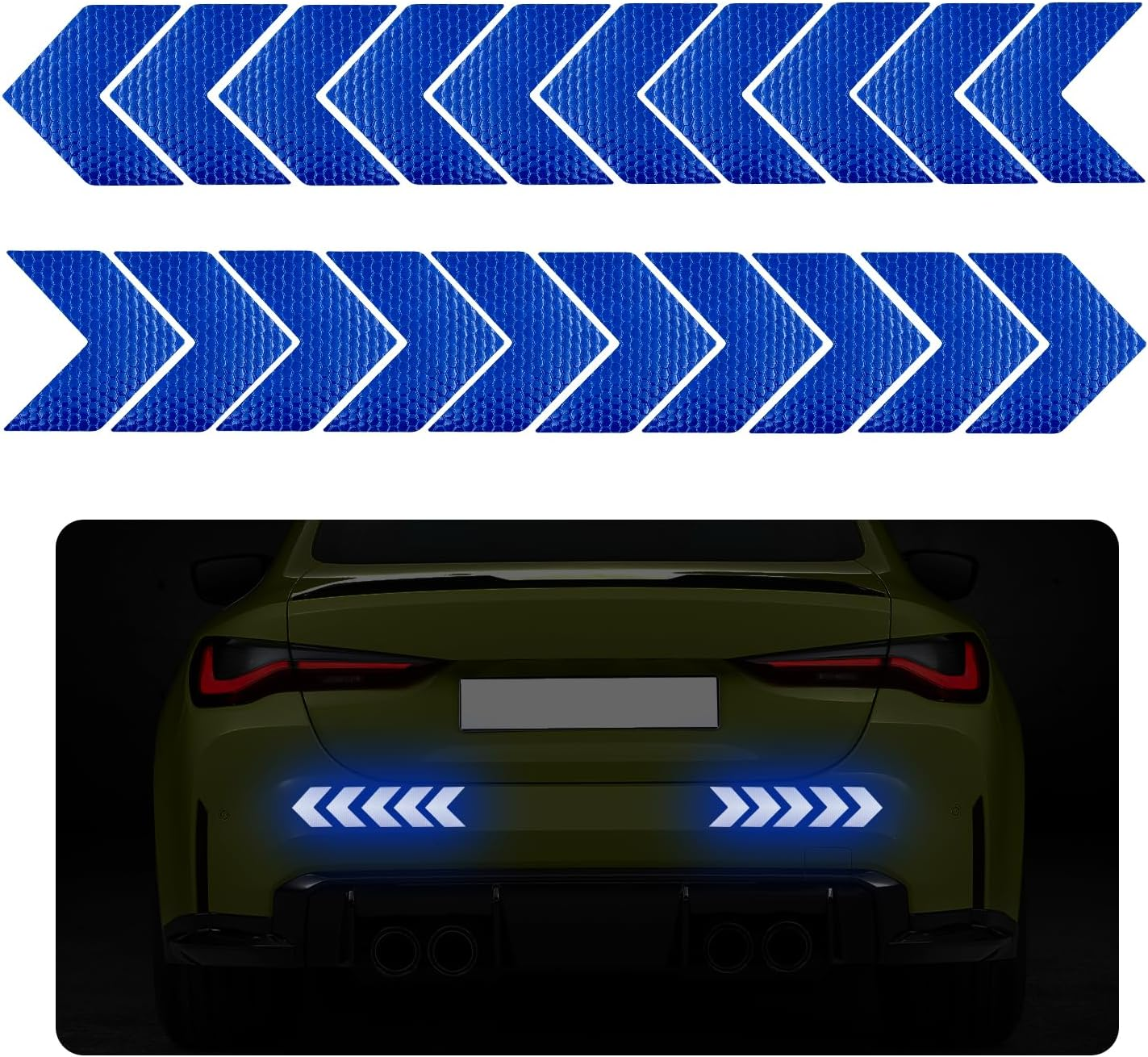 Sylvil 20 PCS Car Arrow Reflective Stickers, Waterproof Safety Warning Sign Reflective Decal, High Night Visibility Reflector Tape for Auto Trunk Rear Bumper Body, Car Accessories (Red)