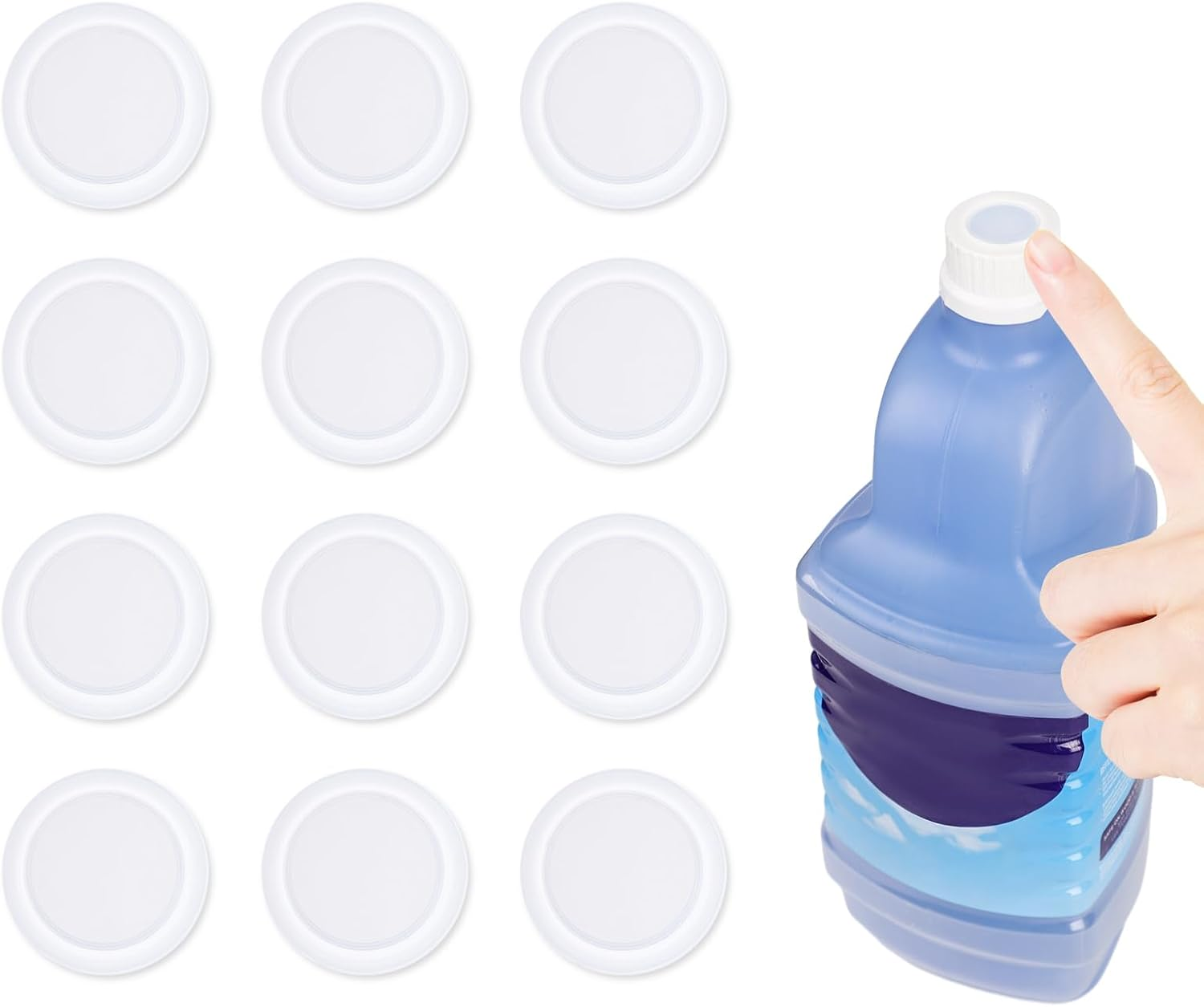 12Pcs Refillable Bottle Cap Silicone Gasket for Swiffer Wet Jet Mop Cleaning Solution, DIY Reusable Bottle Refill Container Leakproof Household Cleaning Supplies image number 4