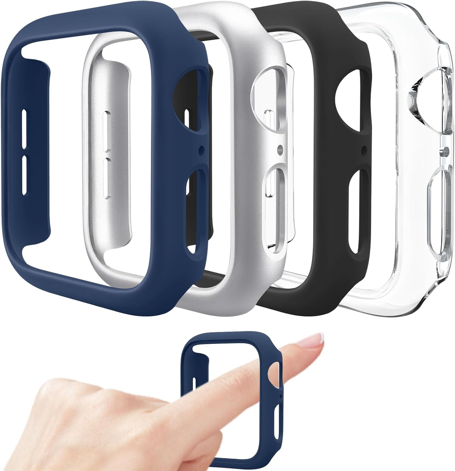 Mugust 4 Pack Compatible for Apple Watch Case 38Mm [NO Screen Protector] Series 3 2 1, Hard PC Bumper Case Protective Cover Frame Compatible for Iwatch 38Mm, Black/Rose Gold/Silver/Clear