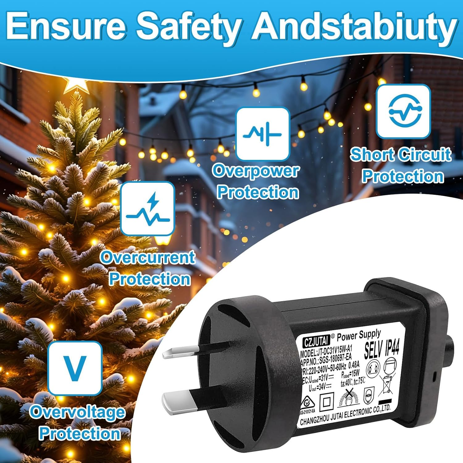Premieradapter 31V 15W Replacement Power Supply CZJUTAI JT-DC31V15W /12V /9W /7.2W /6W /4.5W /3.6W for Christmas Lighting, String Light, Projector Light, Lawn Lamp, Inflatable Device[V5T5] image number 1
