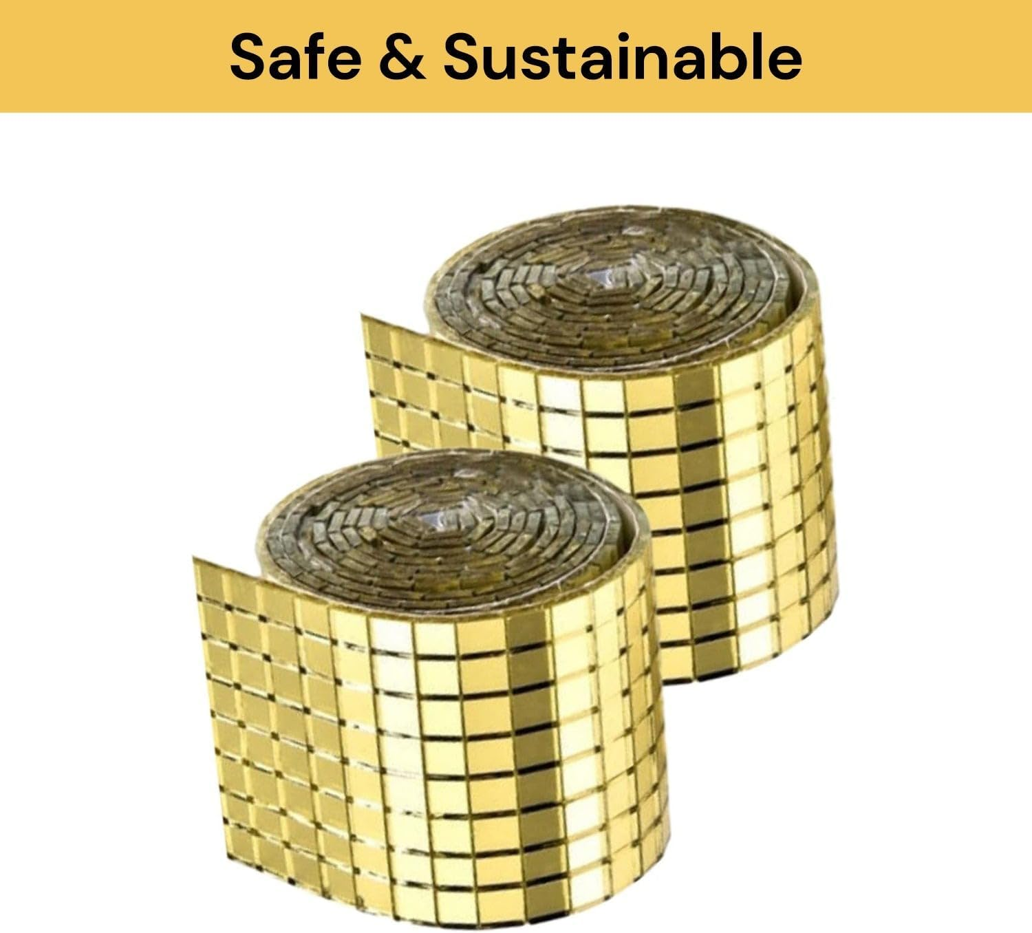 EZONEDEAL 1464 PCS Self Adhesive Mosaic Tiles, 5 X 5 Mm Disco Tiles, Square Mirror Mosaic Tiles for Interior Decoration, DIY Disco Ball Tiles, Card Making and Art Collage (Gold)