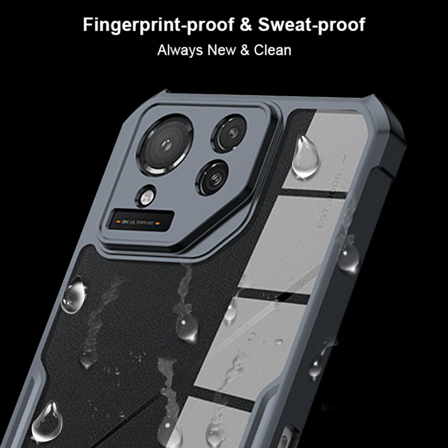 Guizzcg for ASUS ROG Phone 9 Case, Ultra-Thin Cover Soft TPU Bumper+ Acrylic Clear Back Military Grade Airbags Drop Protection[1 Tempered Film],Film Black