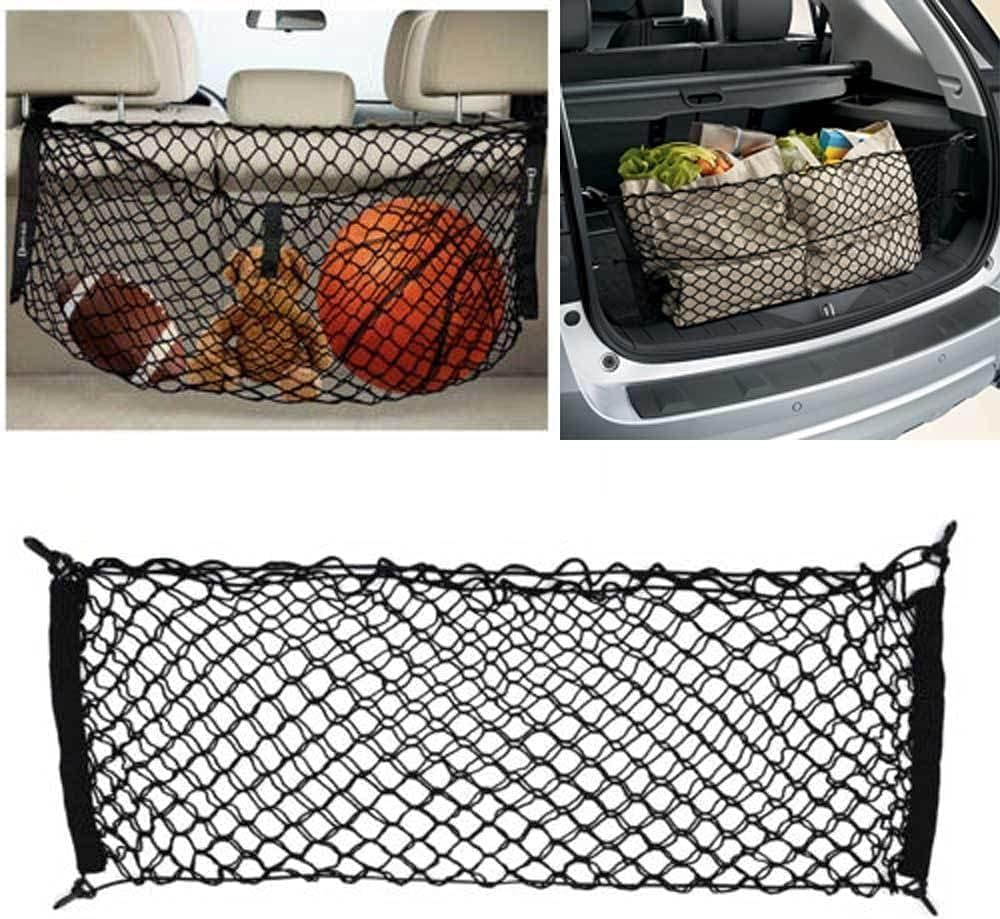 Trunk Cargo NET Car Nylon Elastic Mesh Organizer Truck SUV Universal 4 Hook Rear Black Net Auto Storage Organizer (Black, One Size) image number 5