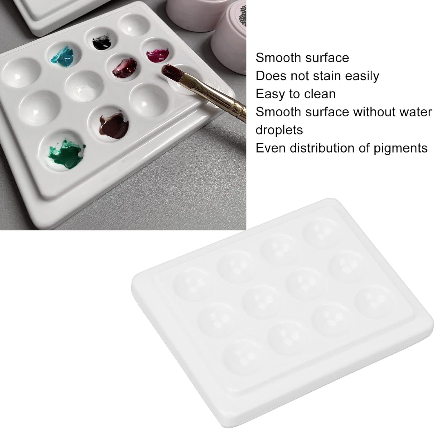 Porcelain Paint Palette Reusable Ceramic Palette with Lid for Crafts and Painting Projects image number 4