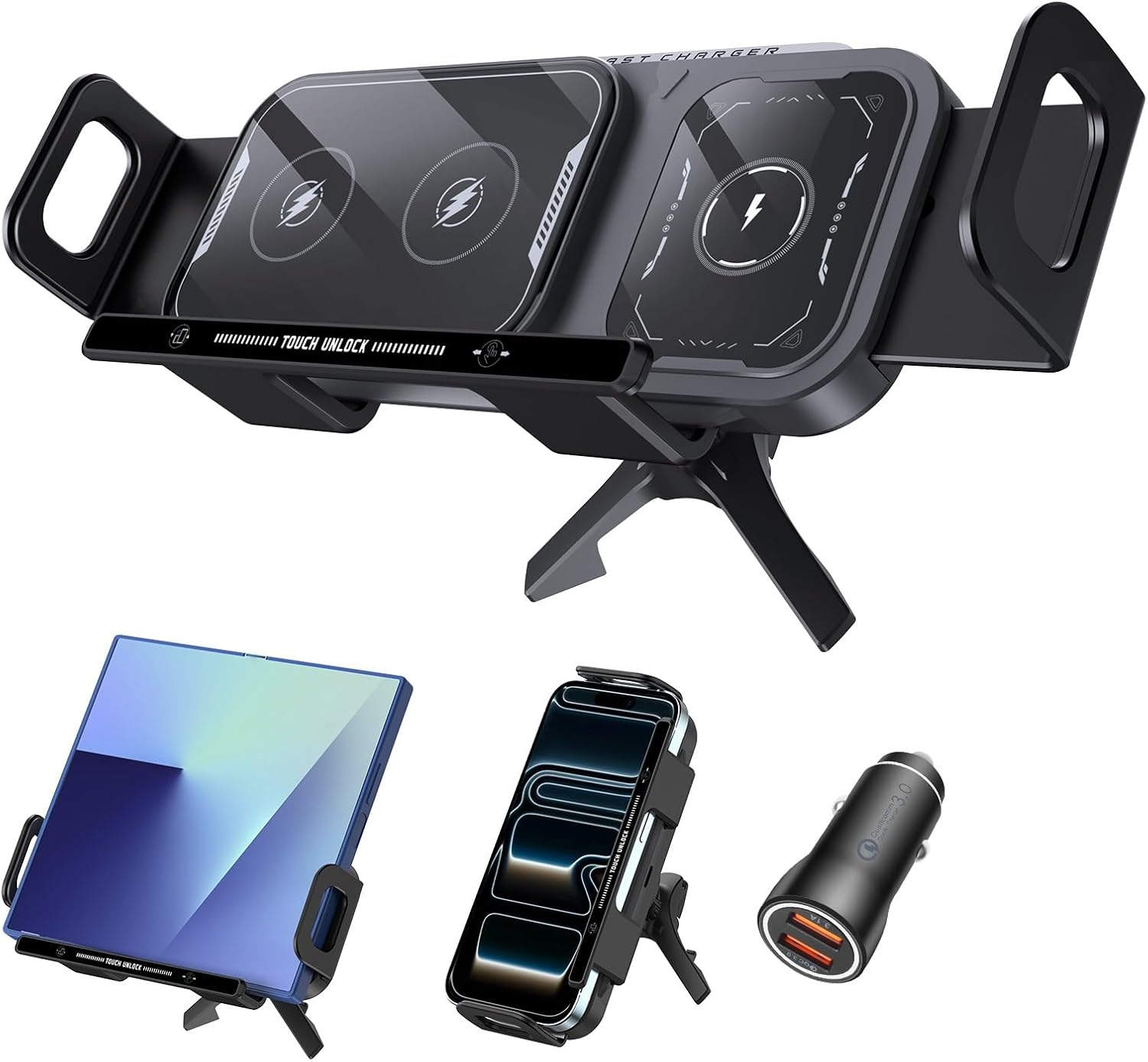 Wireless Car Charger Fast Charging: Qoosea 15W Qi Dual Coil Car Mount for Air Vent, Car Phone Holder Compatible with Samsung Galaxy Z Fold 7/6/5/4/3/Fold 2 Z Flip 7/6/5/4 Iphone 16 Pro Max Google image number 5