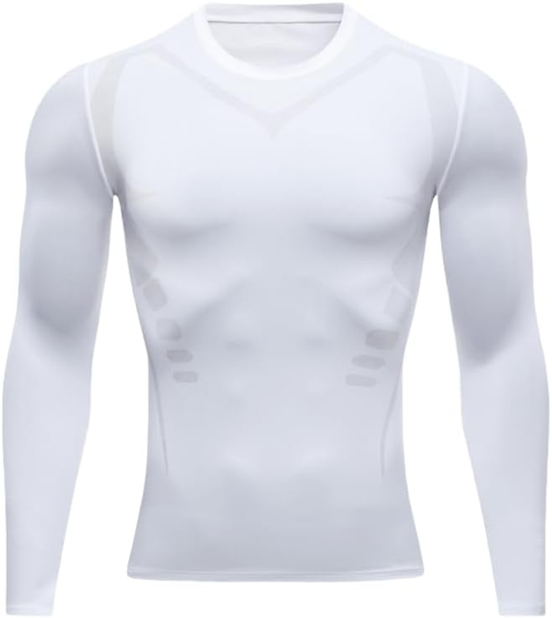 Men'S Compression Shirt Athletic Sports Long Sleeve Baselayer Quick-Drying Breathable Running Shirt for Fitness