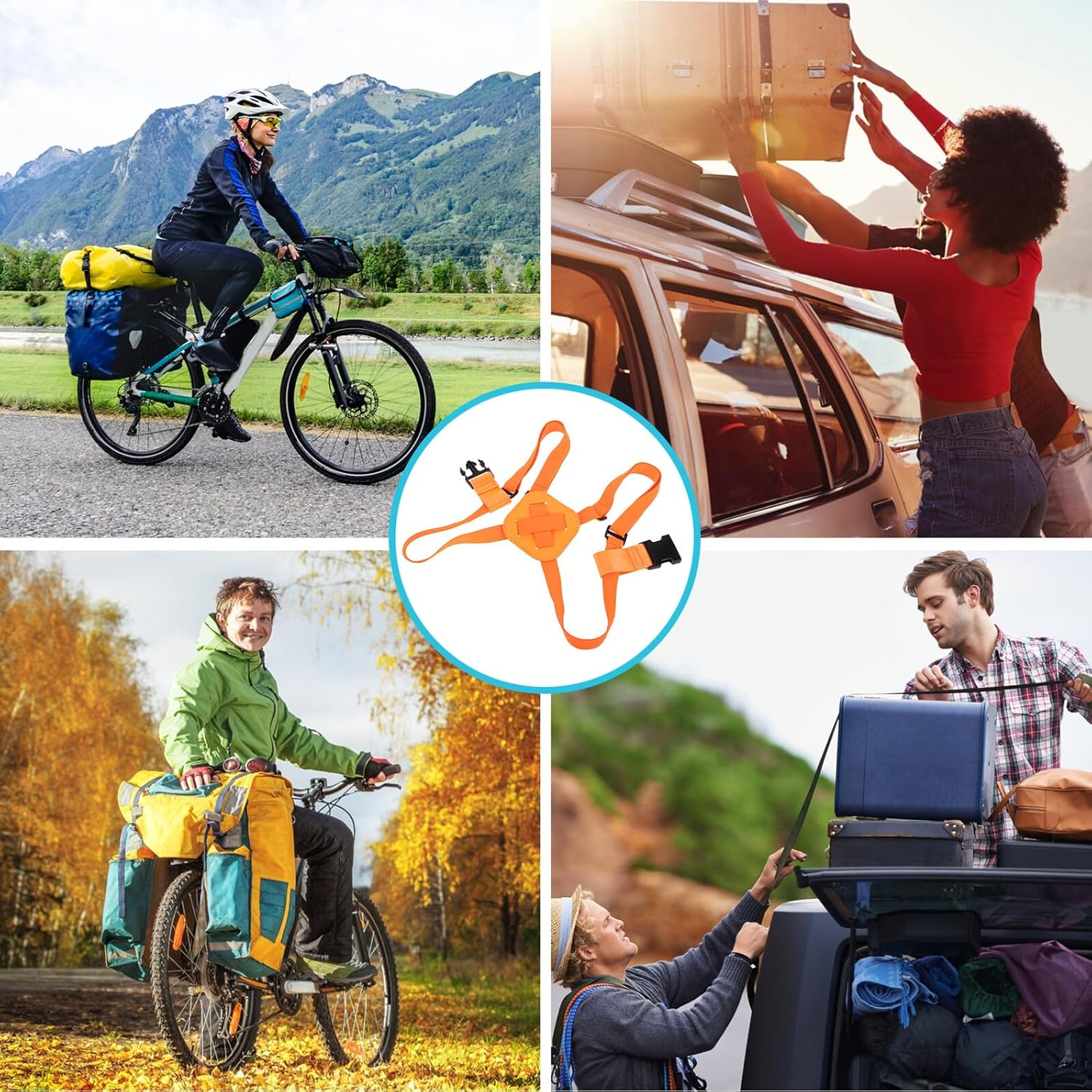 LRXIYODE Adjustable Elastic Luggage Straps with Buckle, Travel Bag Buckle Straps for Suitcases, Sturdy Orange Elastic Suitcase Belts, Travel Accessories for Secure Baggage Handling image number 3