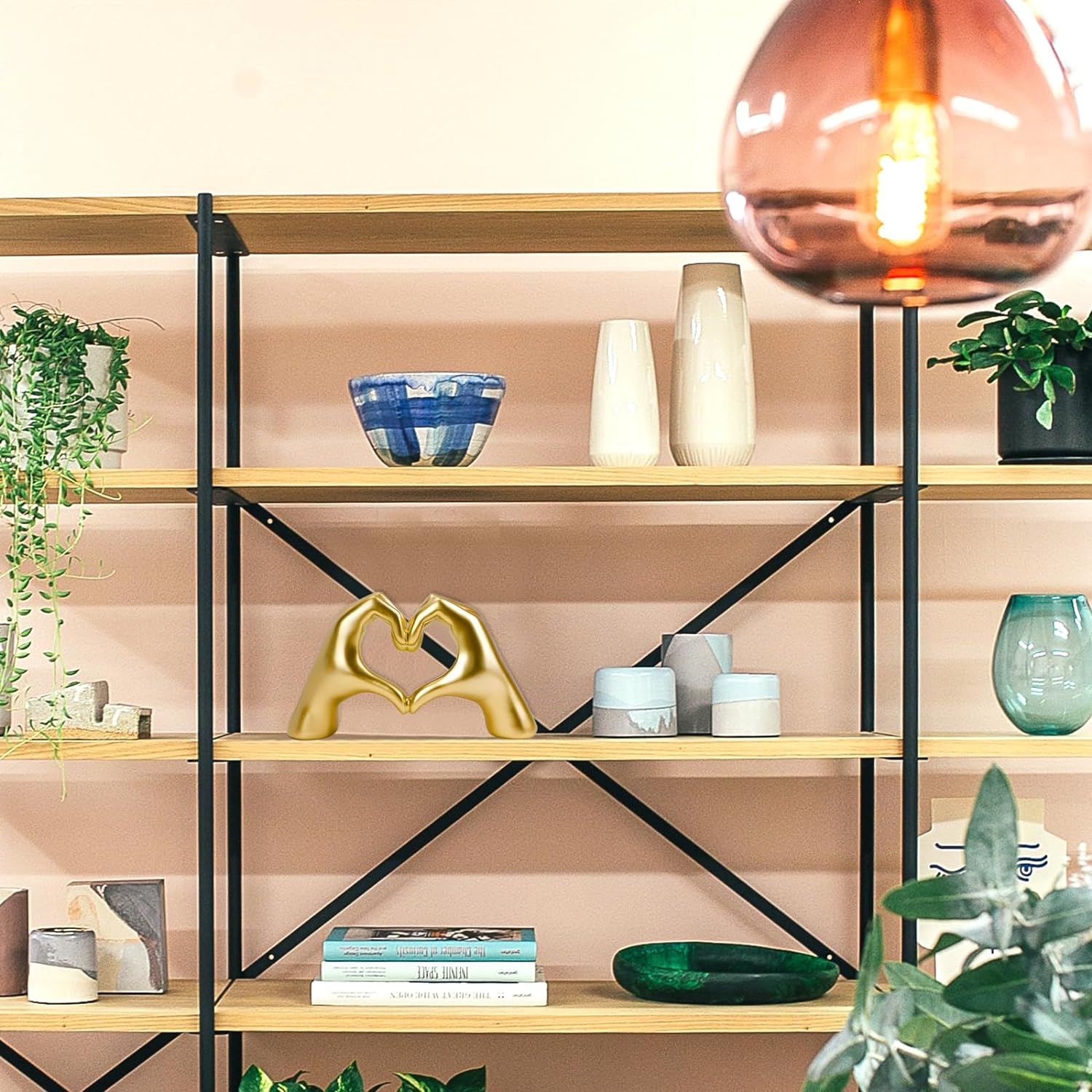 Modern Gesture Statue Home Living Room Decor, Resin Gold Love Finger Art Sculpture Decorative Ornament for Coffee Dining Table Centerpiece Wedding Home Desk Decor image number 4