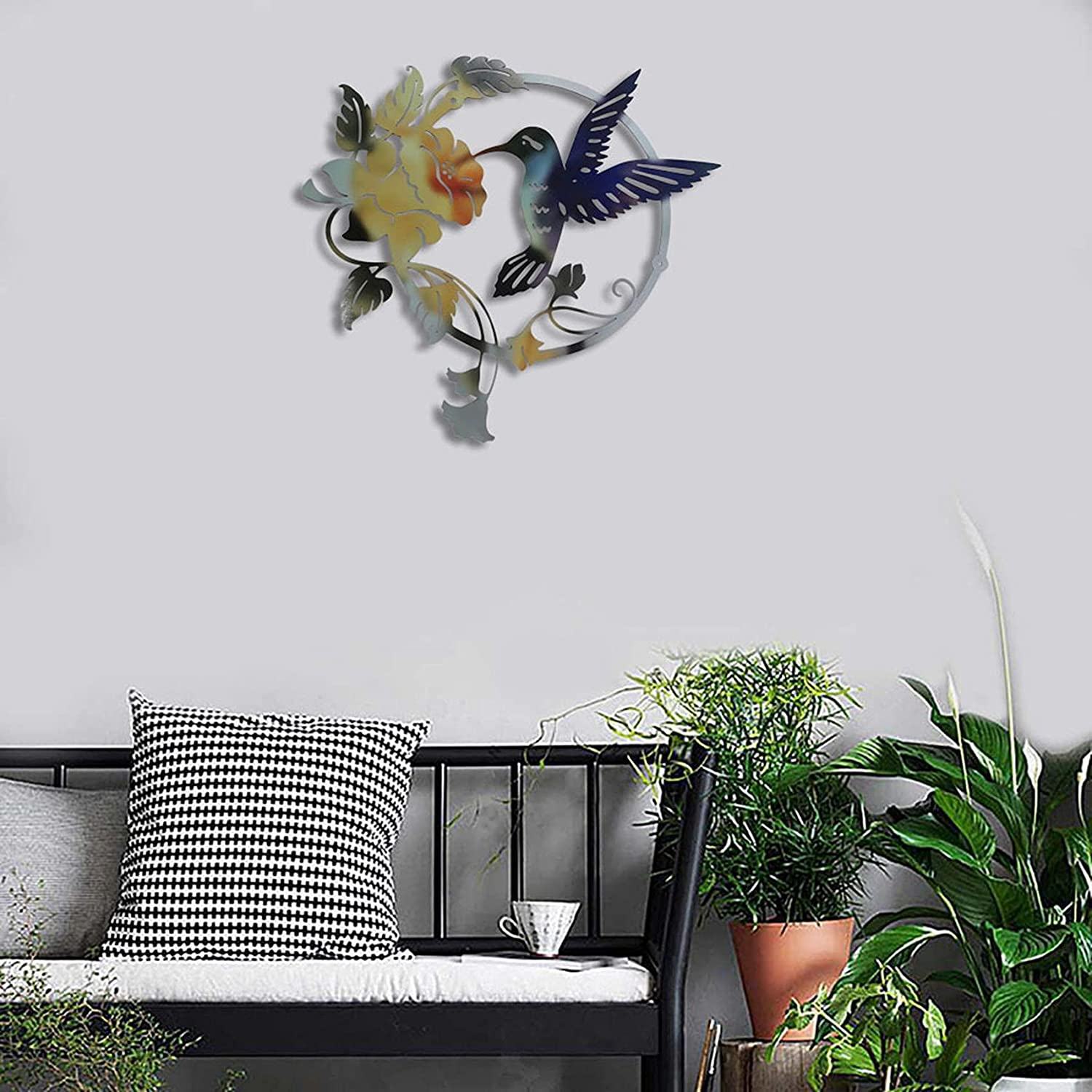 Bopfimer Iron Art Bird Wall Decor Garden Fence Lawn Hotel Wall Sculpture Ornaments Vintage Ornament for Indoor Outdoor Home A image number 1