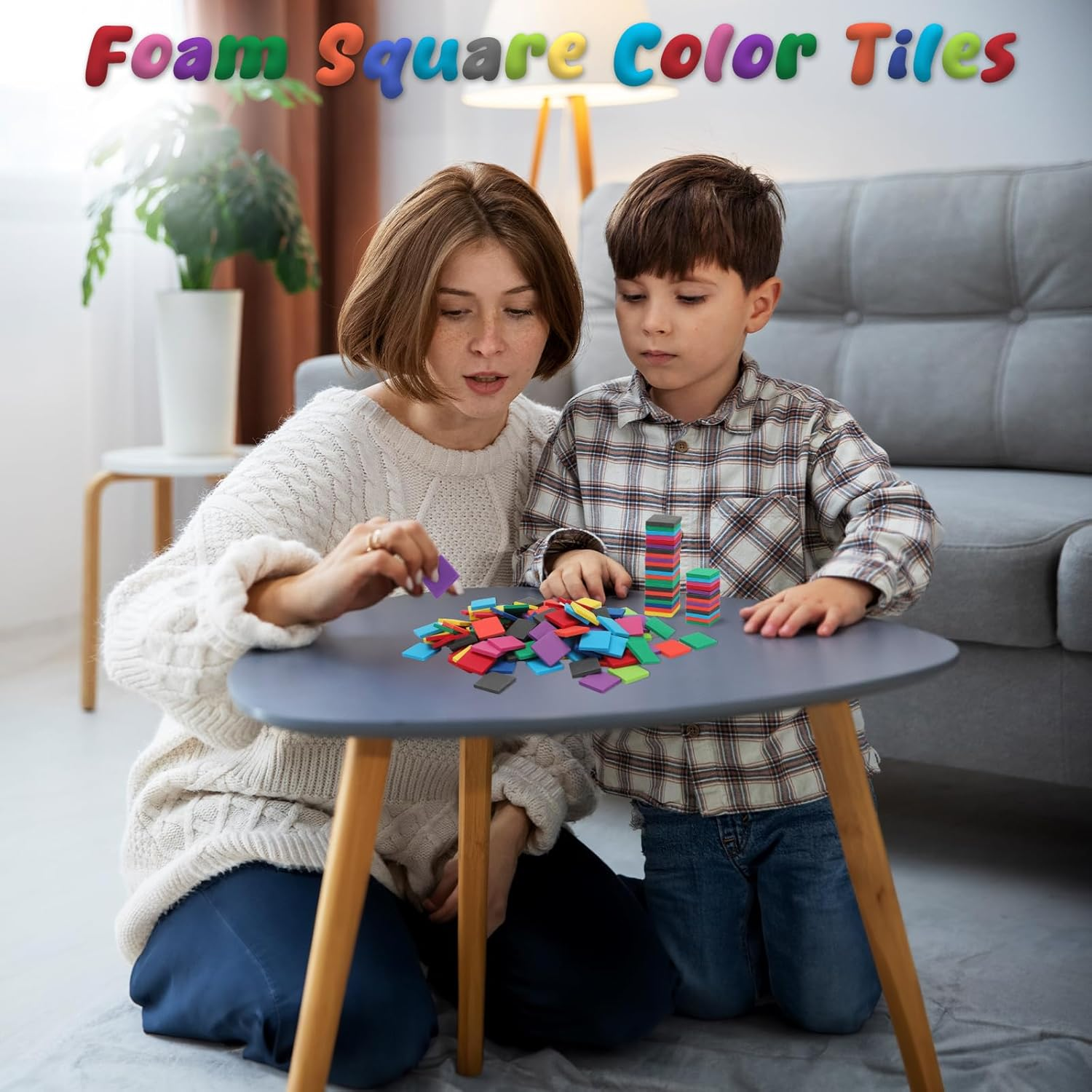 Coopay 500 Pcs Foam Square Color Tiles, Math Counters, Sorting Colored Foam Squares Math Counting Manipulatives, Game Tokens, Bingo Chips, Classroom Crafts for Kids Learning Development Toys image number 1