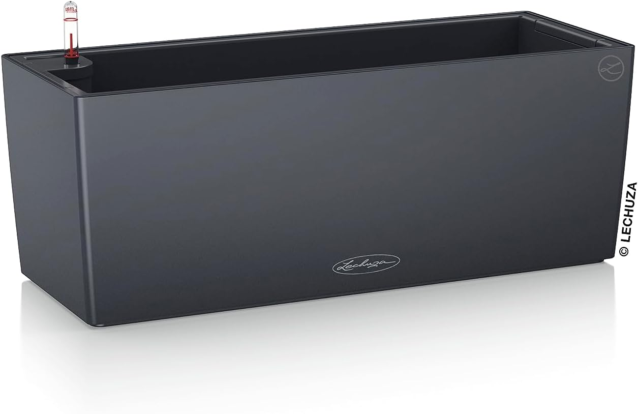 Lechuza 15670 Balconera Color 50 Indoor and Outdoor Use, 20" X 7" X 7", Self Watering Planter, Us50, White Matte