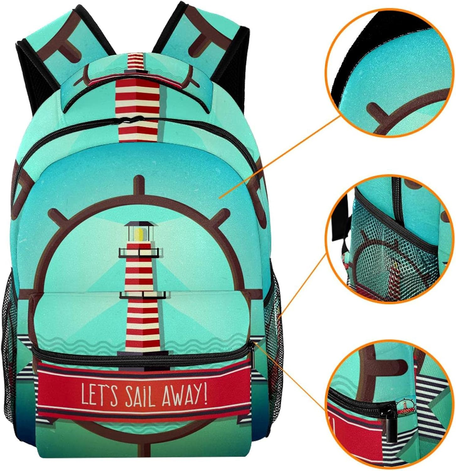 Retro Lighthouse Backpack Students Shoulder Bags Travel Bag College School Tote Backpacks image number 4
