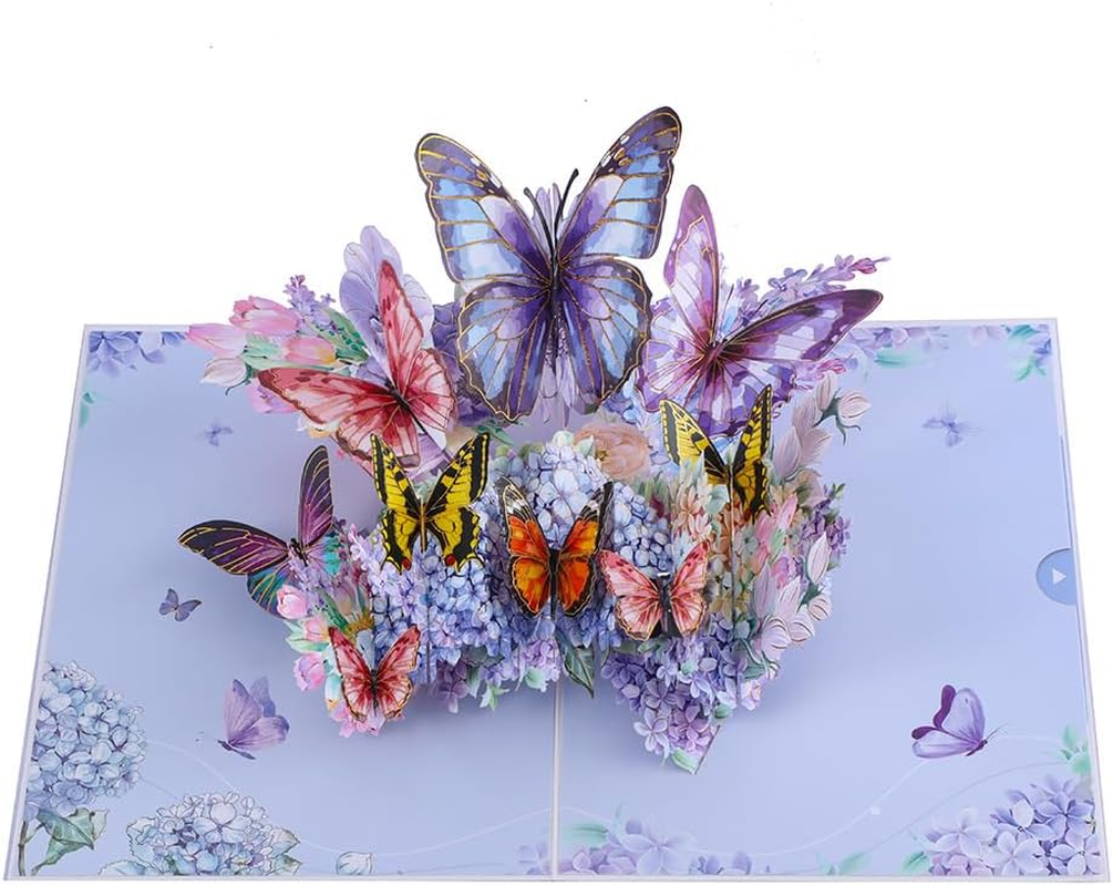 Pop up Greeting Card 5.9X7.8 Inch/15X20 Centimeter Butterflies and Flowers- 3D Cards for Birthday, Valentine'S Day,Anniversary, Mothers Day, Thank You Cards, Congratulation Card, Love Card, All Occasion (Type 1) image number 2