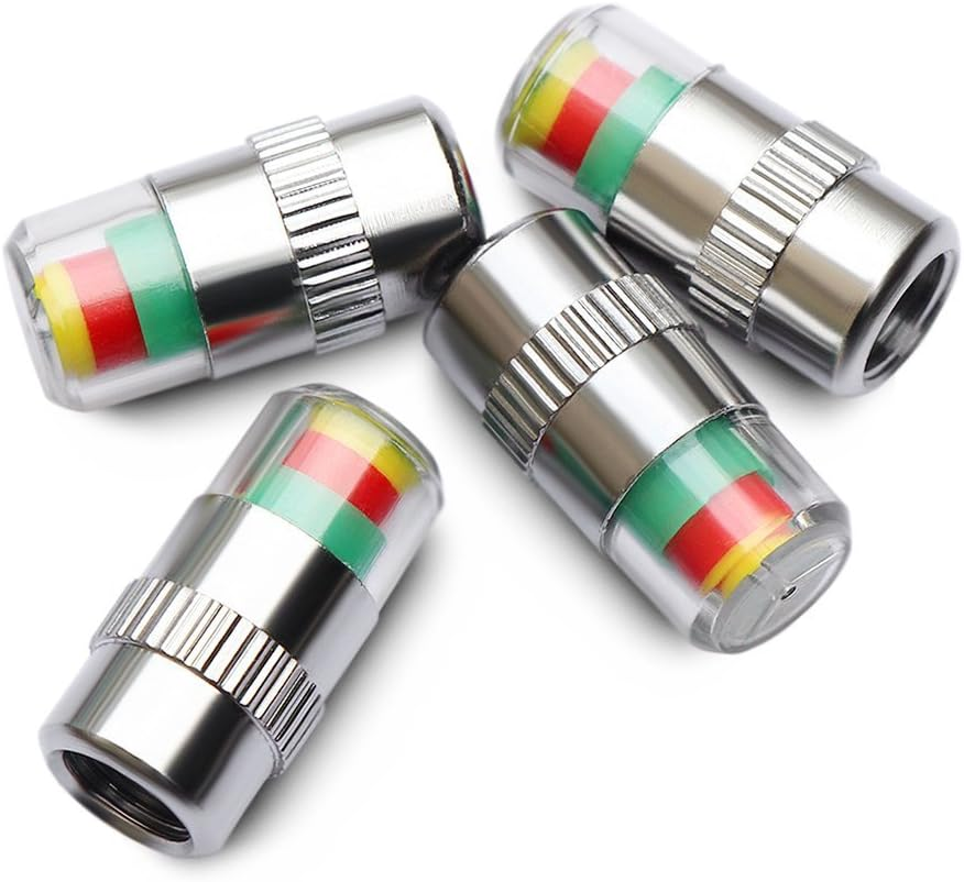 Anki Car Tire Pressure Monitor Valve Stem Caps Sensor Indicator 3 Color Eye Alert 4Pcs