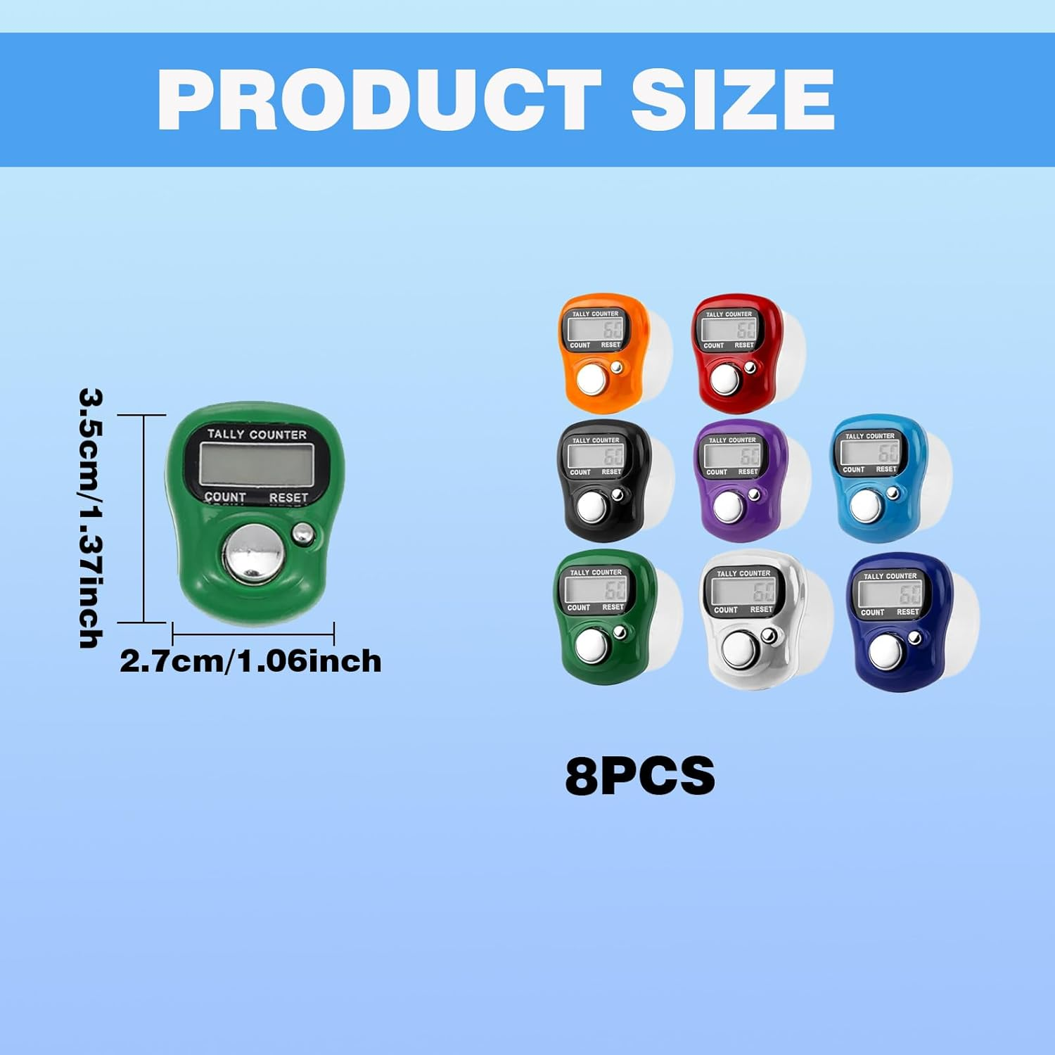 Clicker Counter, Counters, Electronic Finger Tally Counter, 8 Pcs Electronic Finger Tally Counter Mini LCD Digital Display Handheld Pitch Clicker, Mini LCD Digital Display Tally Counter image number 2