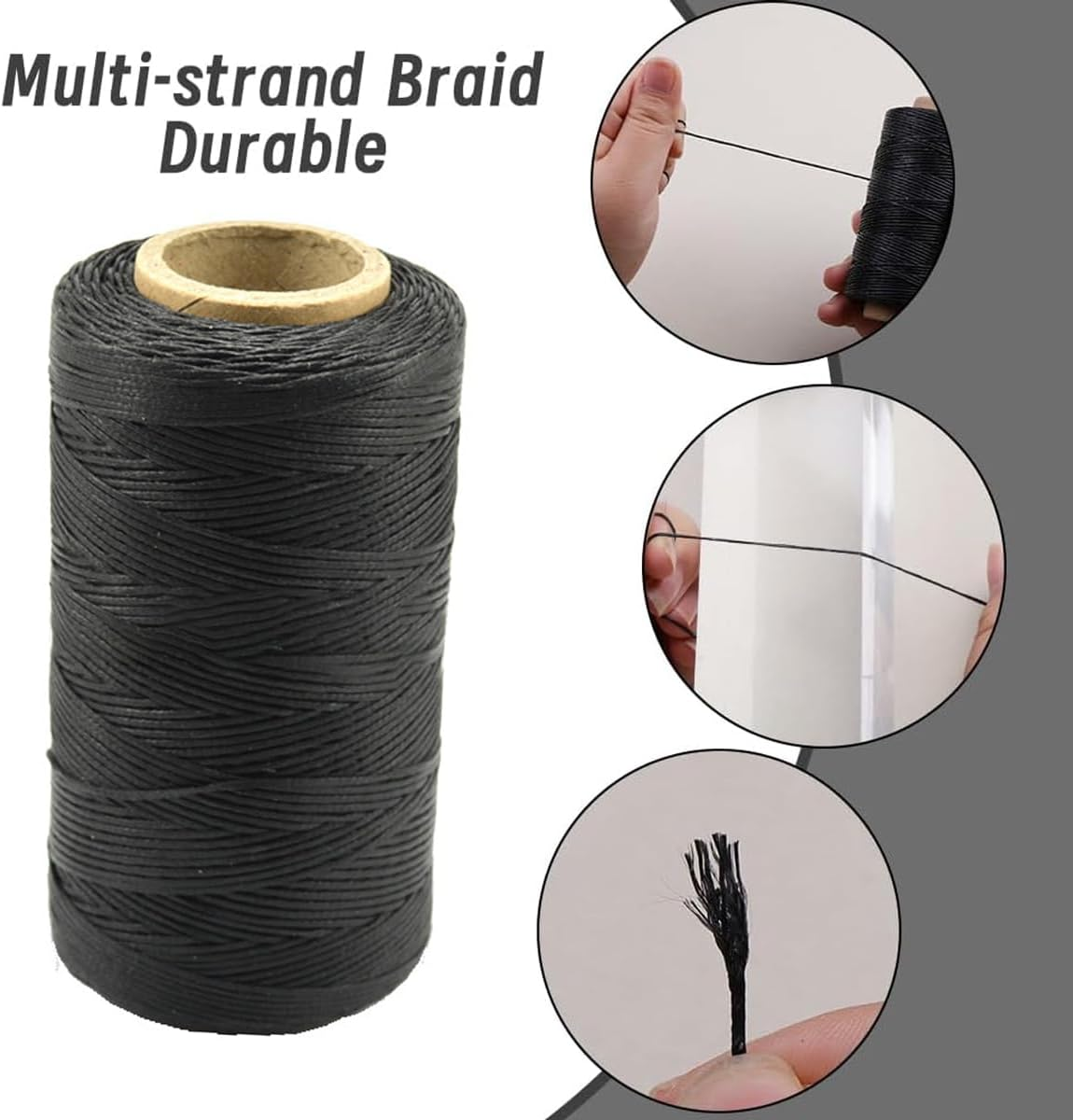 260M 150D Leather Sewing Waxed Thread - Hand Stitching Craft Repair Cords in 4 Colors image number 3