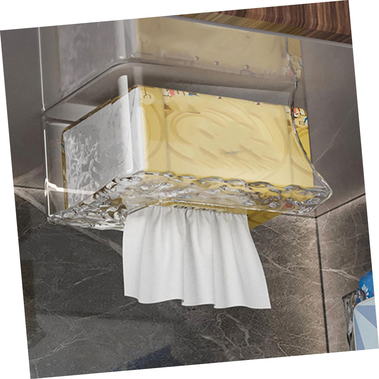 2Pcs Wall Mounted Tissue Box Wipes Holder for Bathroom Pattern Design for Wet Wipes and Facial Tissues Storage for Bathroom and Kitchen Use image number 6
