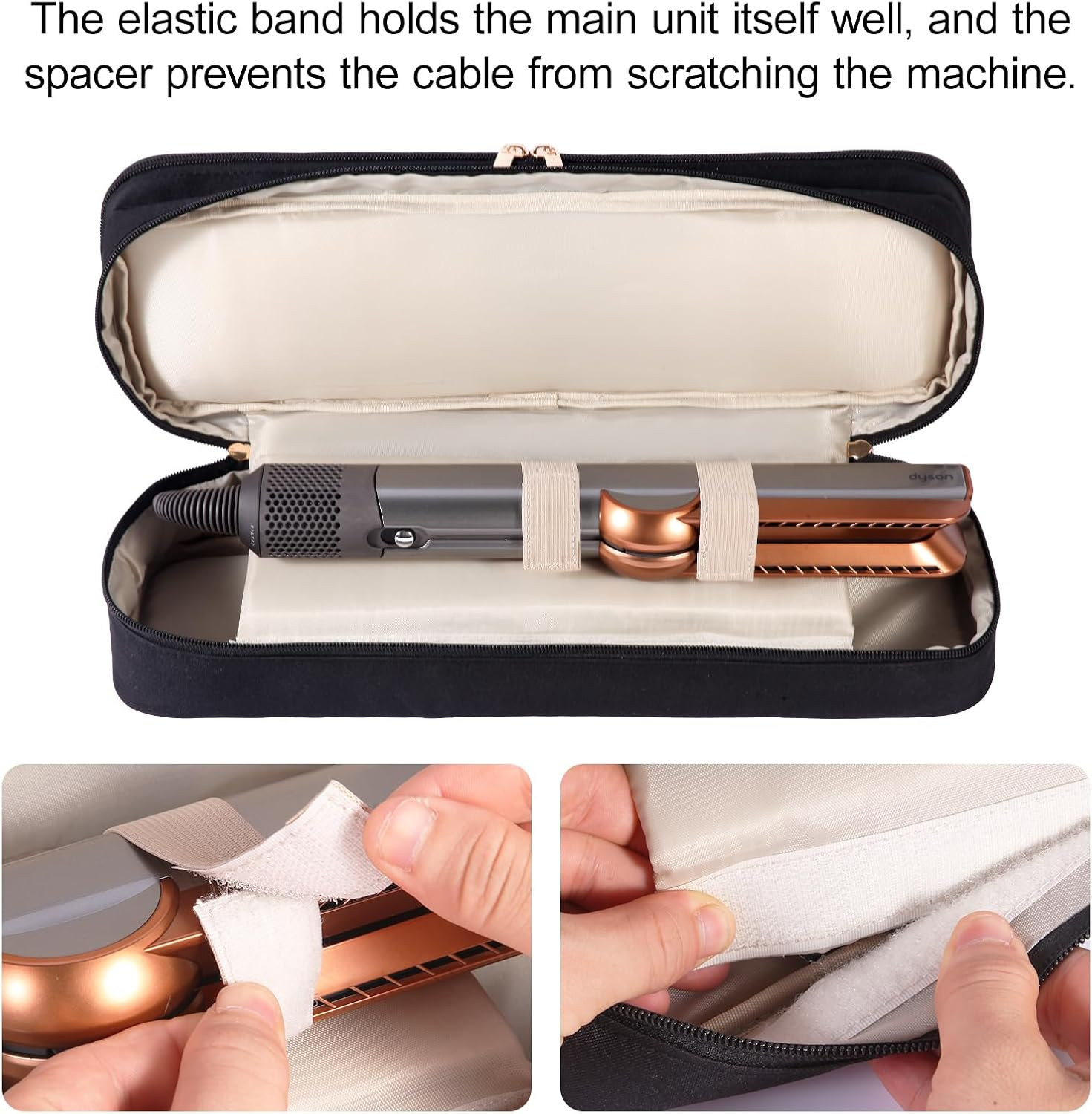 GENCAM Double-Layer Carrying Case for Dyson Airstrait Straightener, Travel Case for Dyson Airstraight, Portable Storage Case for Dyson Airstrait/Corrale Hair Straightener (Black) image number 2