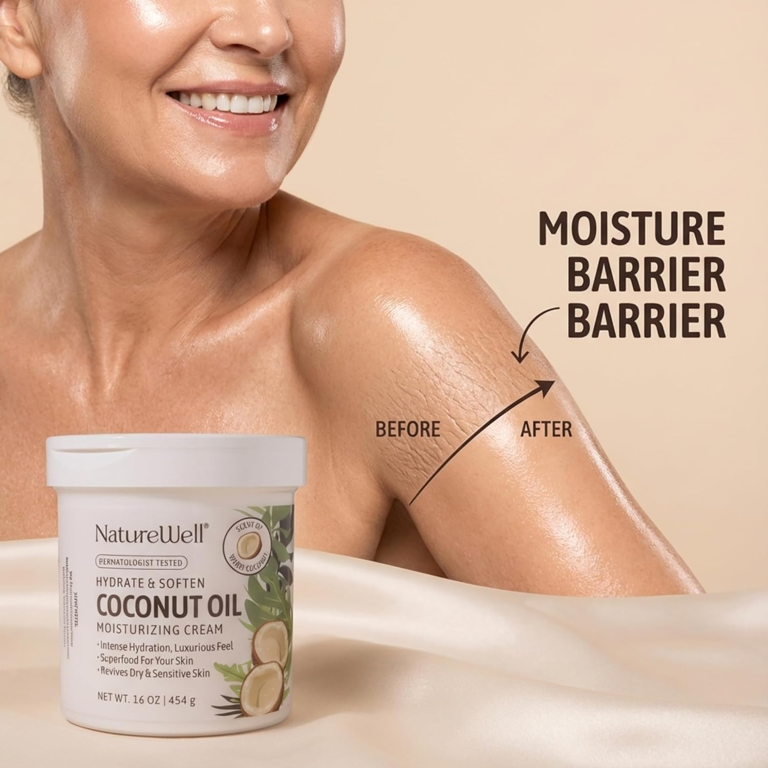 Naturewell Extra Virgin Coconut Oil Moisturizing Cream 16 Oz