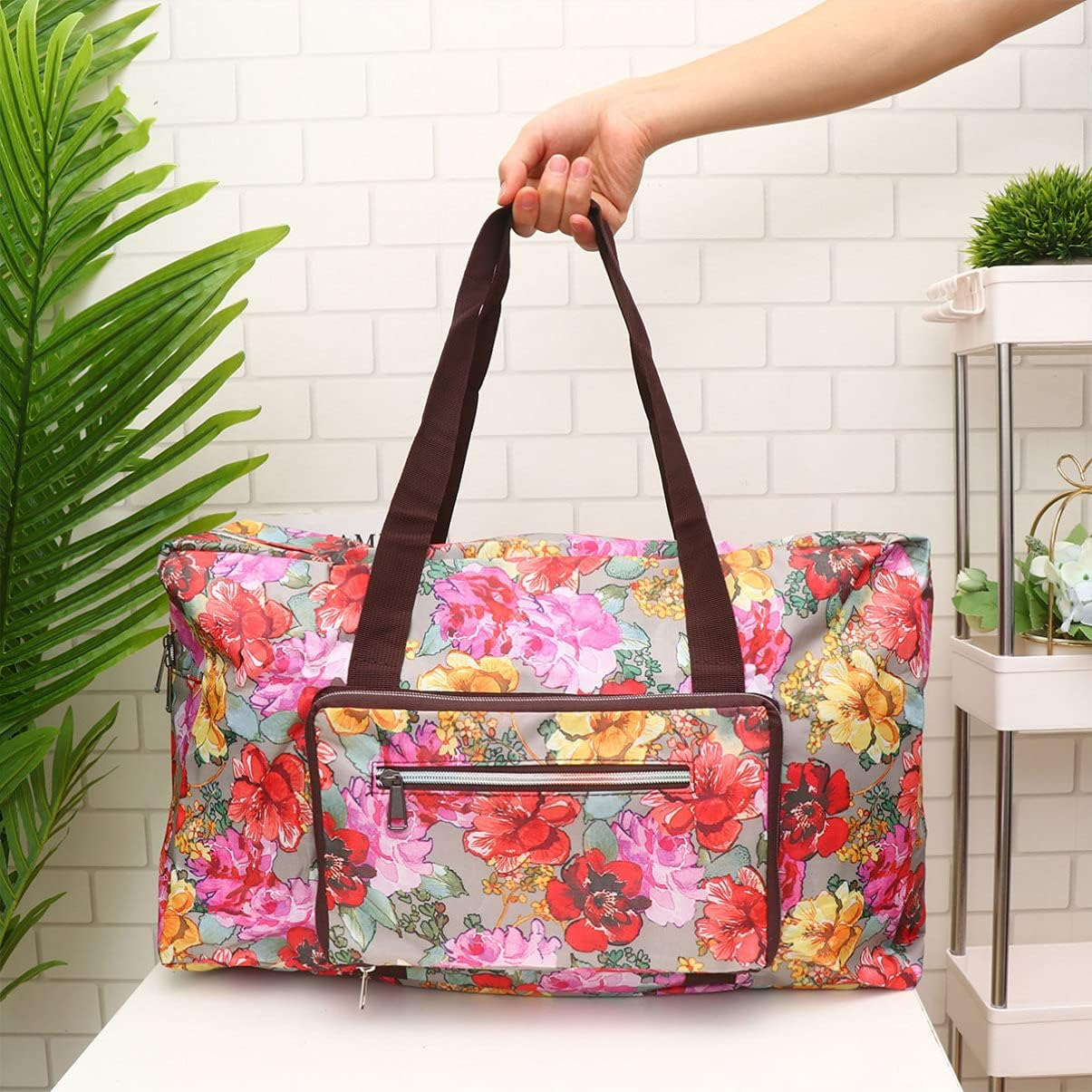 WOFASHPURET Bag for Women Lightweight Oxford Cloth Tote Carry Luggage Travel Bag Trolley Pouch image number 2
