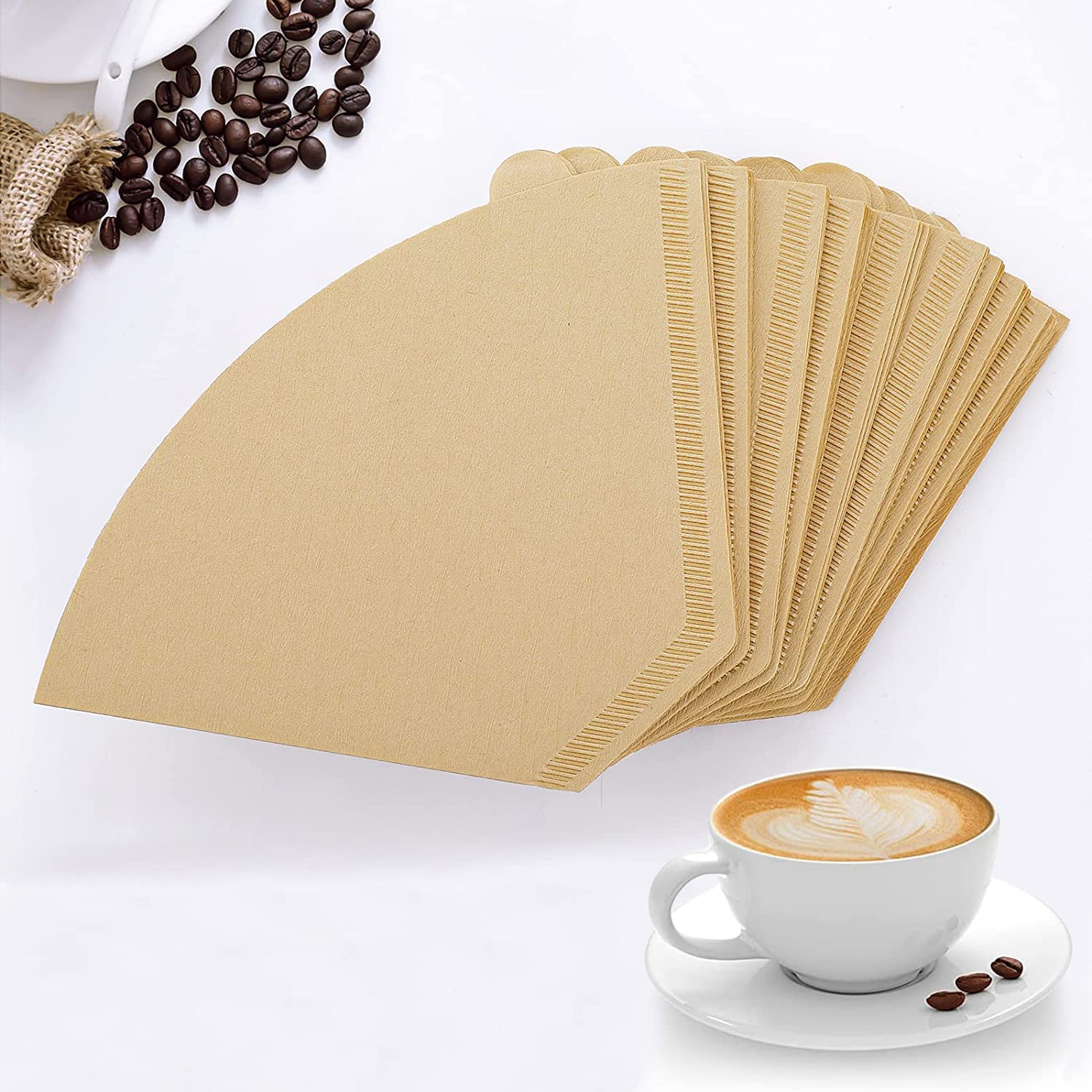 100 Pcs Coffee Filter Papers, 7.5X4.3 Inch Coffee Filter Bags Size 04 Disposable Coffee Filters Natural Unbleached Cone Filter Papers for Coffee Dripper & Pour over Coffee Maker