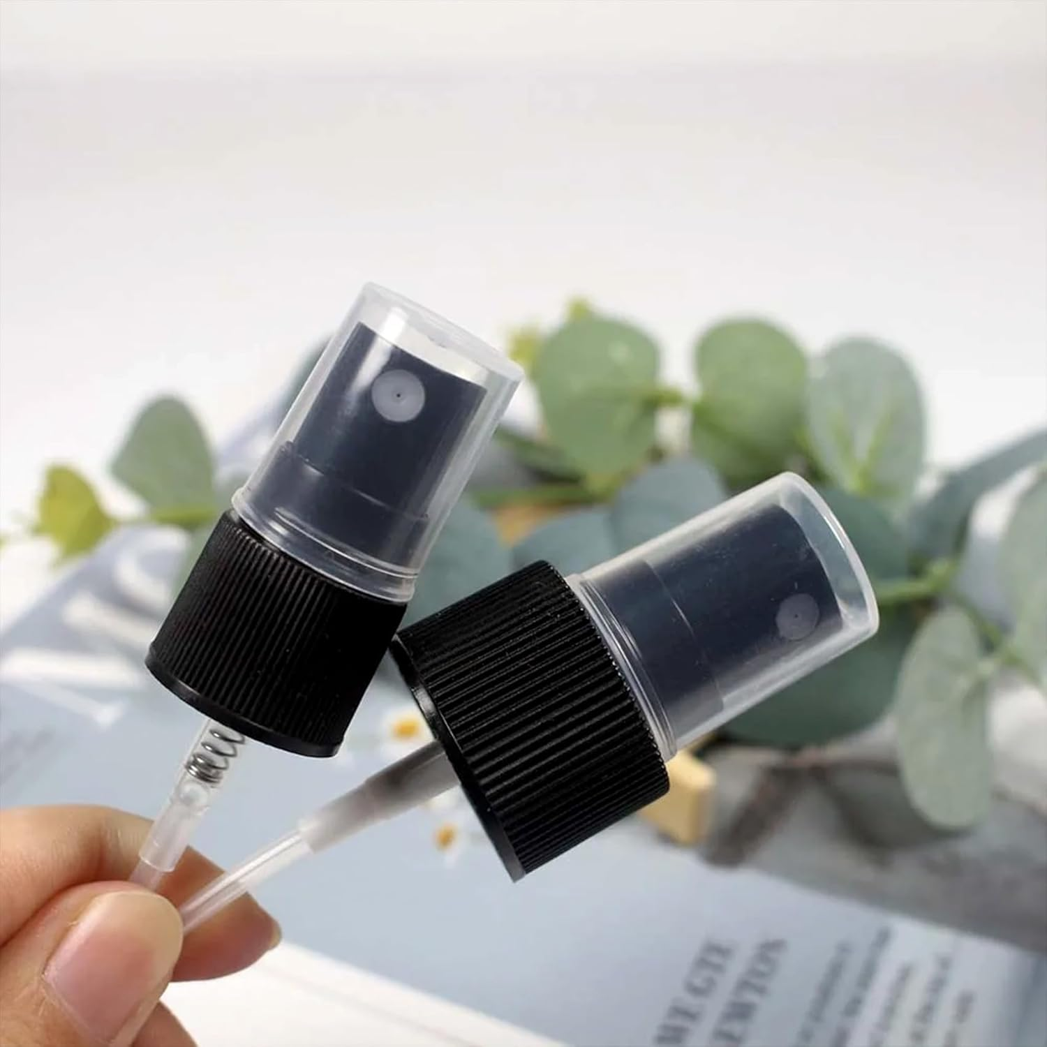 8Pcs Fine Mist Sprayer Caps, Plastic Spray Bottle Nozzle, Nozzle Tops Replacement for Cleaning Solutions- Black