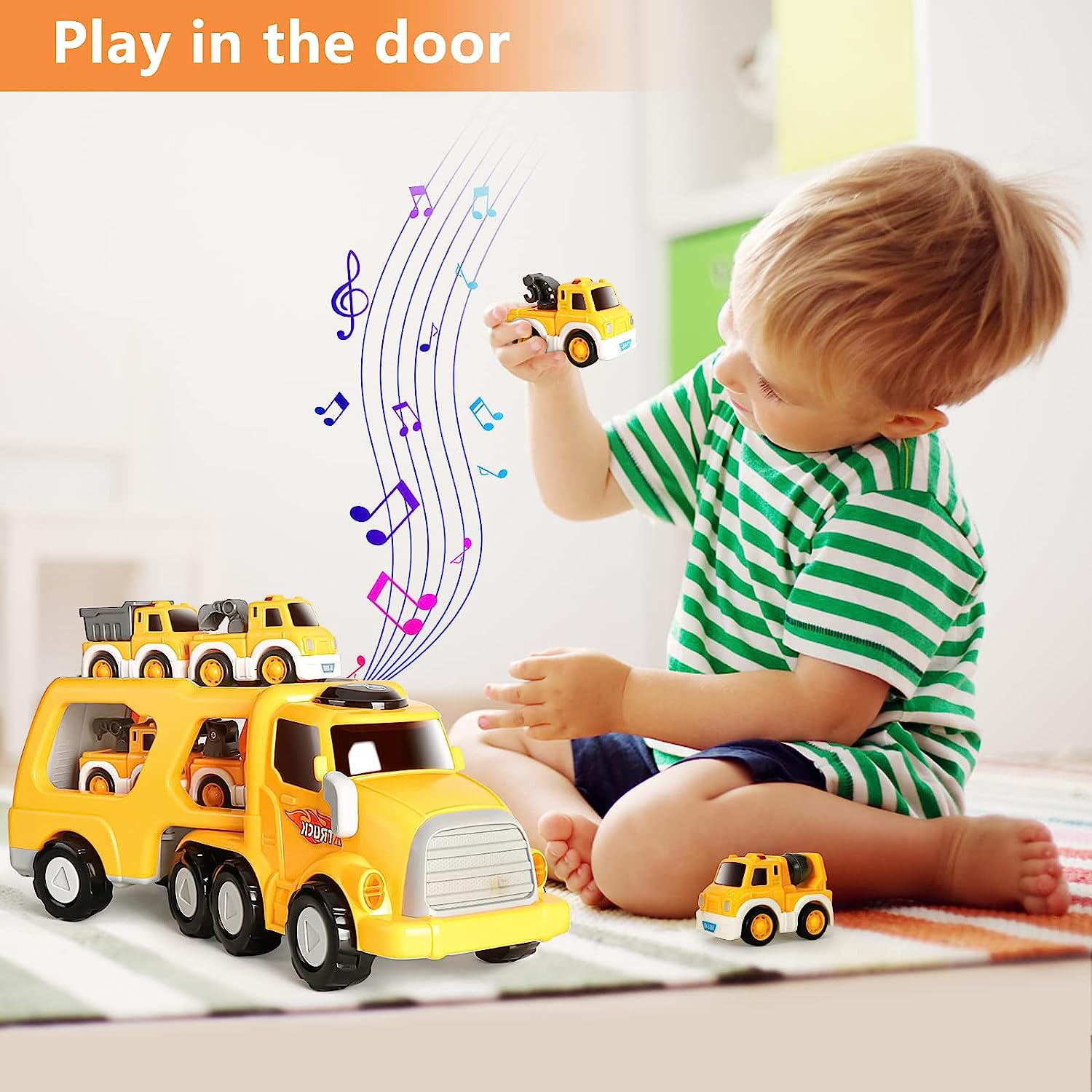 7-In-1 Construction Truck Toddel Toys Car for Boys Vehicle Car Construction Toys Car Carrier Vehicle Toy Set Kids Toys Gifts for Toddlers Boys Girls 3 4 5 6 7 8 9 10 + Year Old Birthday Christmas image number 6