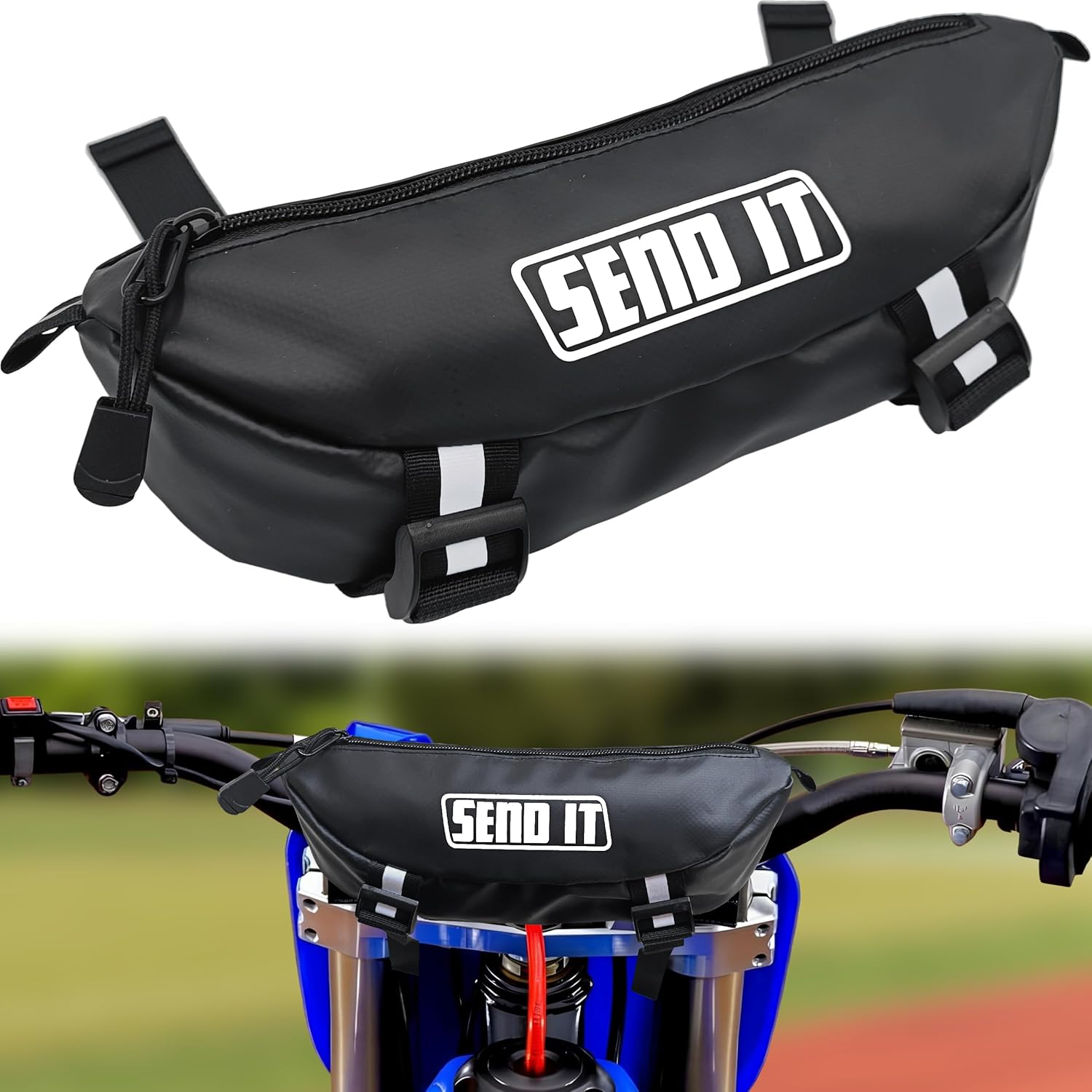 Waterproof Dirtbike Handlebar Bag | Compact Motorcycle Handle Bar Storage Pouch | Universal Fit Dirt Bike Bag for Trail & Adventure Riding | Durable Surron Bar Bag image number 3