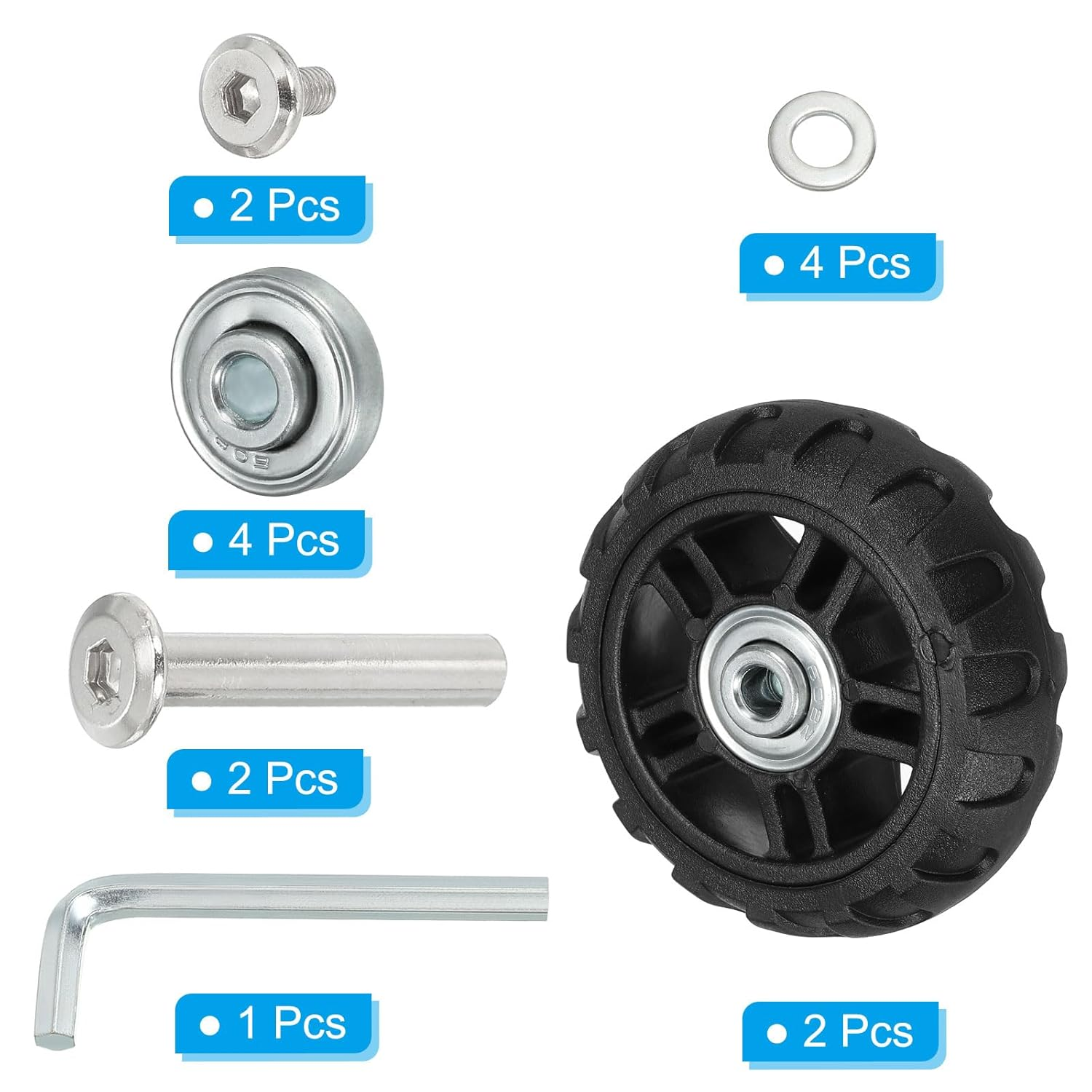 Uxcell Replacement Luggage Suitcase Wheels Repair Kit, 70Mmx22Mm Wear-Resistant & Mute 360 Swivel Caster Wheels image number 4