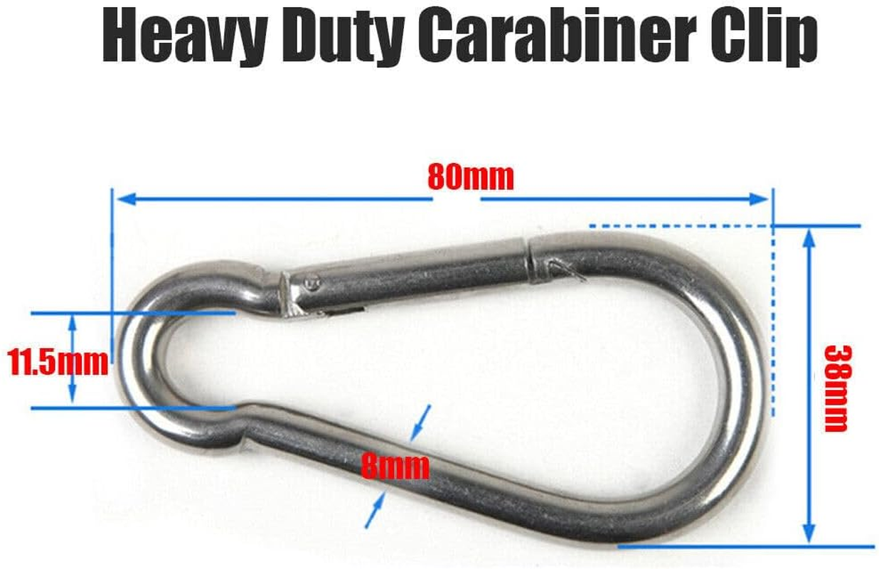5Pcs Stainless Steel Spring Snap Hook Carabiner Clips for Heavy Hanging Climbing image number 6