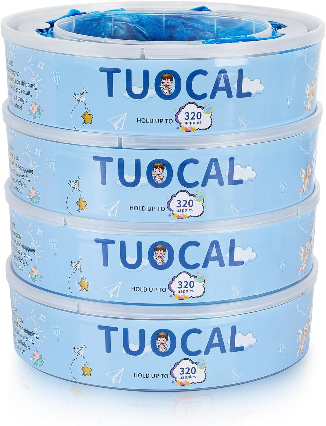 Nappy Bin Refill Cassettes, 4 Pack Refill Cassettes with Nappy Bin Refills Bags Compatible with Angelcare Nappy Bin Refills & Litter Locker II Nappy Disposal System, 7 Layer Bags Odor-Locking image number 2