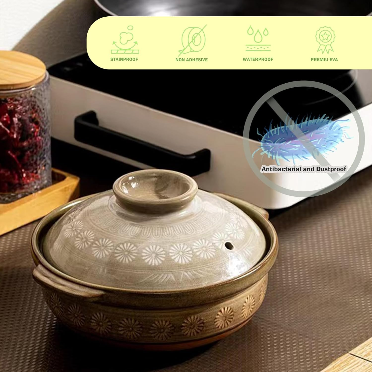 18&times;197In Plastic Shelf Liner, Anti-Moisture and Anti-Mold Drawer Protection Mat, Plastic Cabinet Liners Washable Fridge Liners Cupboard Pad for Kitchen Pantry Refrigerator (Transparent Black) image number 1