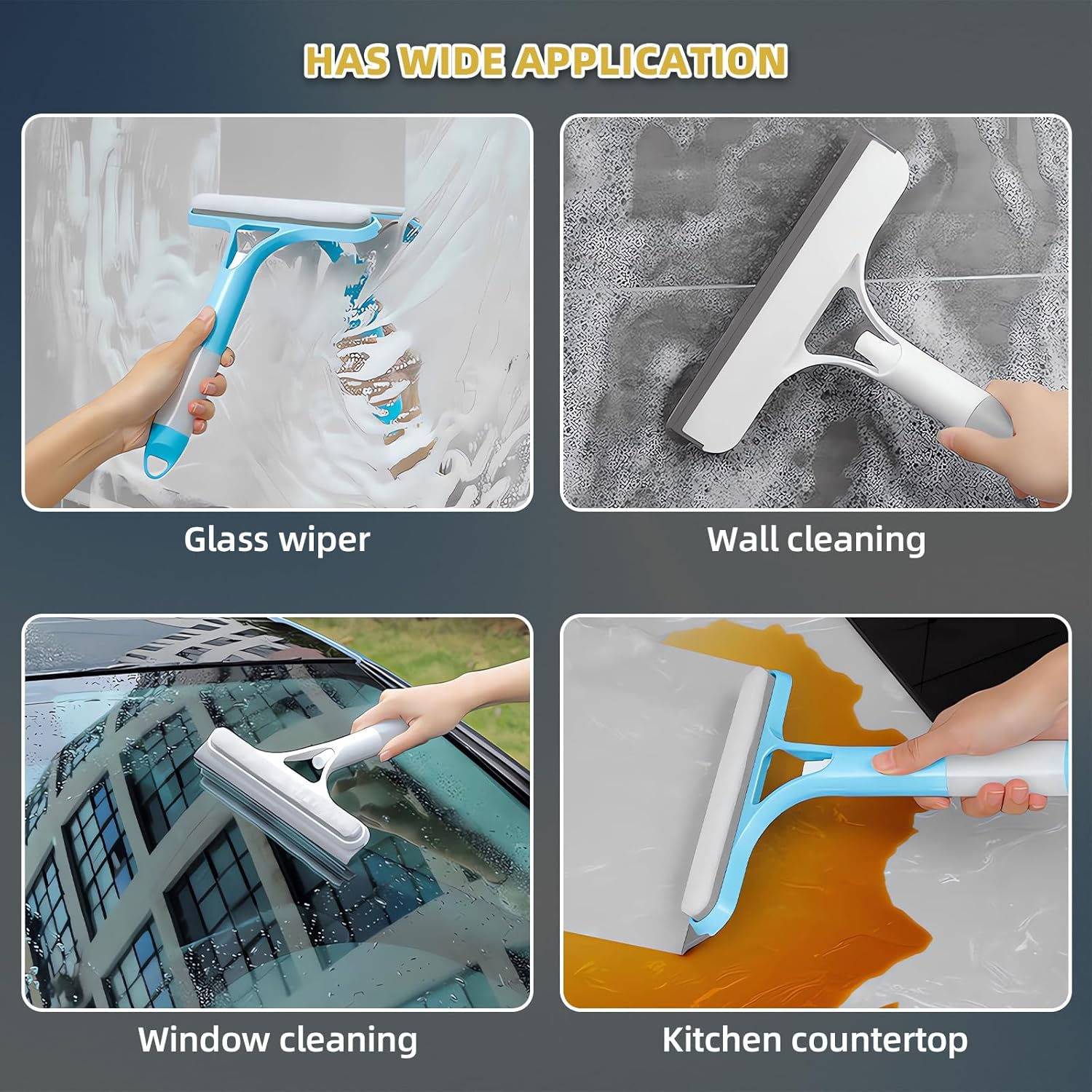 Casbomy 3-In-1 Shower Squeegee, Spray Silicone Squeegee, Shower Squeegee, Double-Sided Cleaning Head and Fillable Window Cleaner, Washing Machine for Mirrors, Bathrooms, Windows, Floors, Glass image number 4