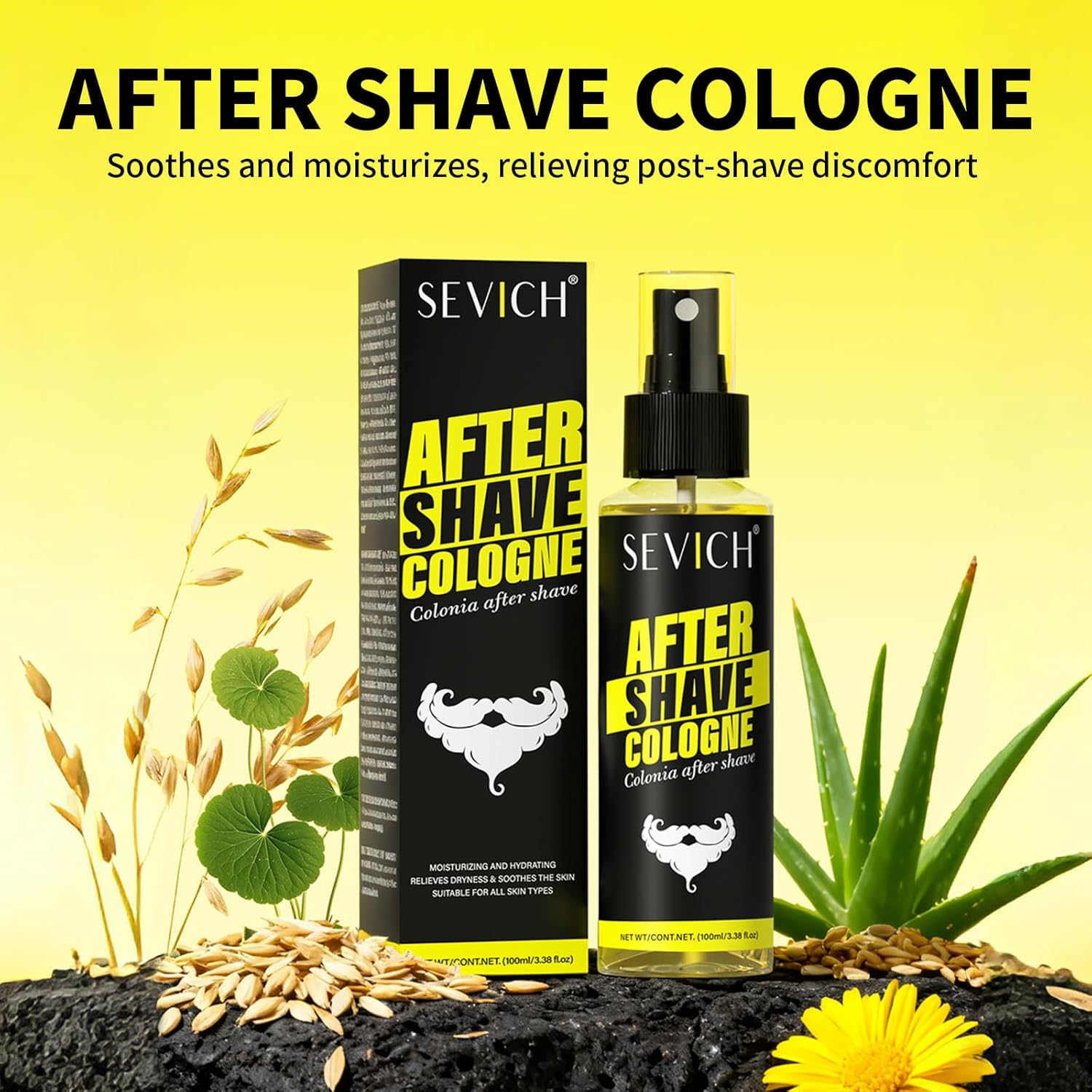 SEVICH Aftershave for Men,Soothing Spray with Aloe Vera & Oat Extract,Refreshing Scent,Relieves Razor Burn & Irritation,100Ml image number 1