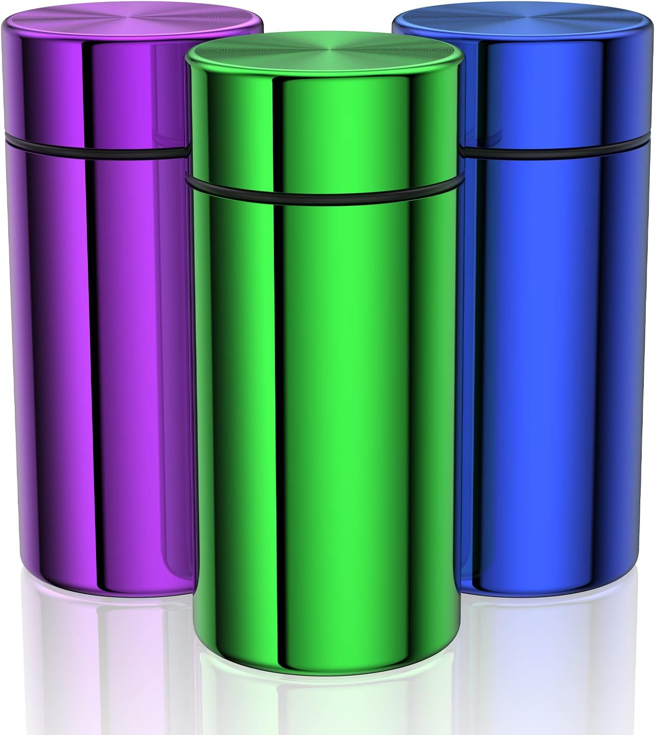 Portable Aluminum Storage Jar 3-Pack, Airtight Smell Proof Metal Waterproof Small Bottle for Coffee, Teas, Herb Spices - Multipurpose Container with Screw-Top Lid Lock Odor