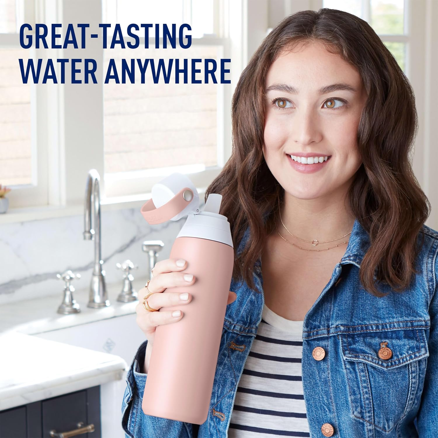 Brita Stainless Steel Premium Filtering Water Bottle, Bpa-Free, Reusable, Insulated, Replaces 300 Plastic Water Bottles, Filter Lasts 2 Months or 40 Gallons, Includes 1 Filter, Rose - 20 Oz. image number 1