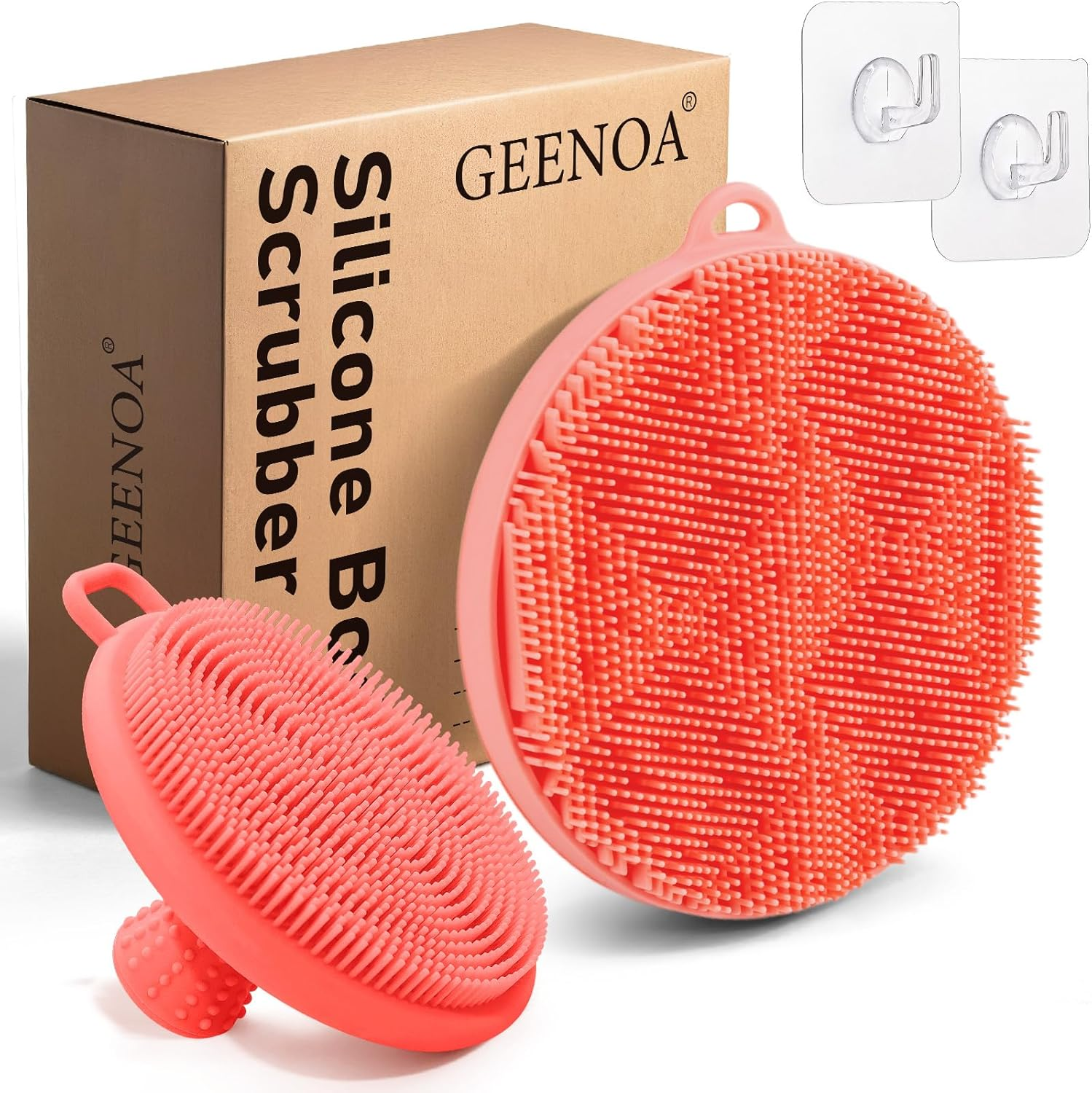 GEENOA Silicone Body Scrubber for Shower, Hygienic Silicone Loofah with Waved Bristles and Non-Slip Handle, Durable Body Buffer Shower Scrubber for Gentle Exfoliating & Lathering(Black) - Black image number 3