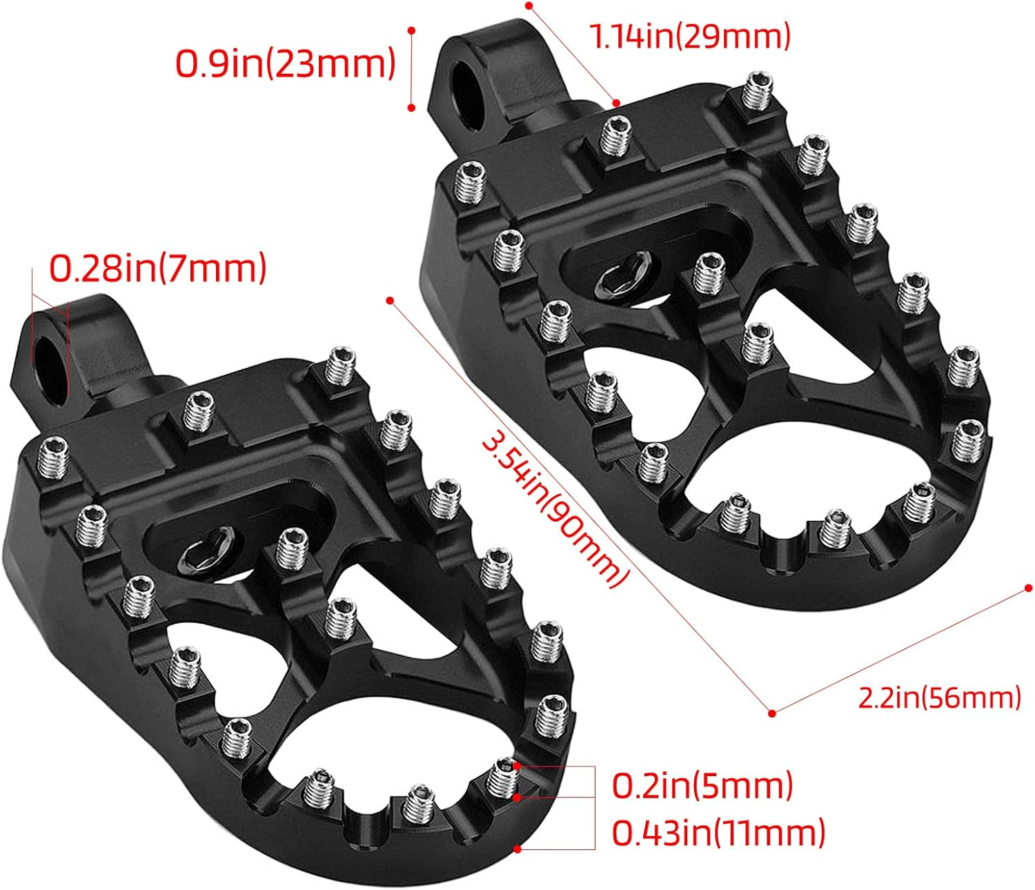 Pacify Motorcycle Foot Pegs,Aluminum Alloy CNC Dirt Bike Pegs 360&deg; Roating anti Slip Wide Bicycle Pedal Fit for Harley Dyna Sportster Fatboy Iron 883 Accessories (Black) image number 6