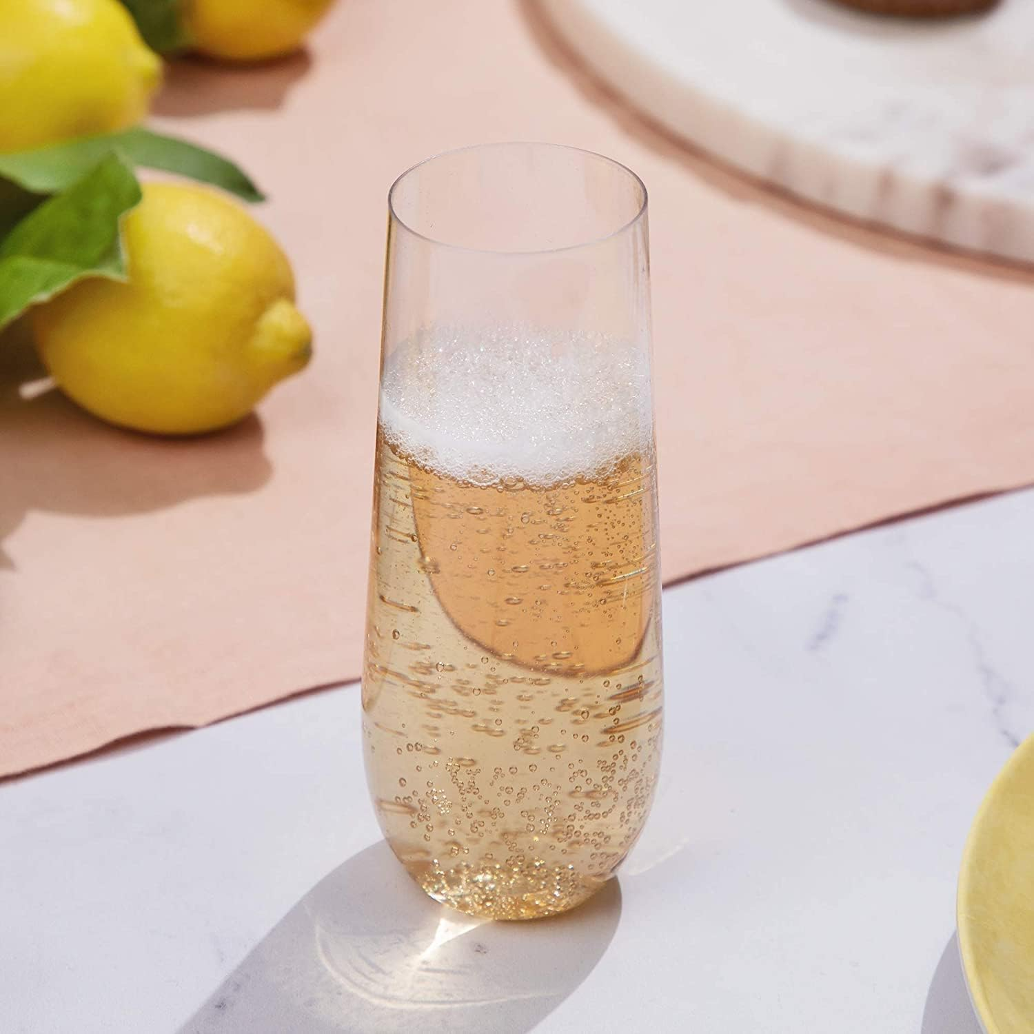 Decostatue Champagne Flutes Set of 24, 9 Oz Clear PET Plastic Champagne Glass Toasting Glasses Cup Stemless and Shatterproof, Recyclable and Bpa-Free image number 6