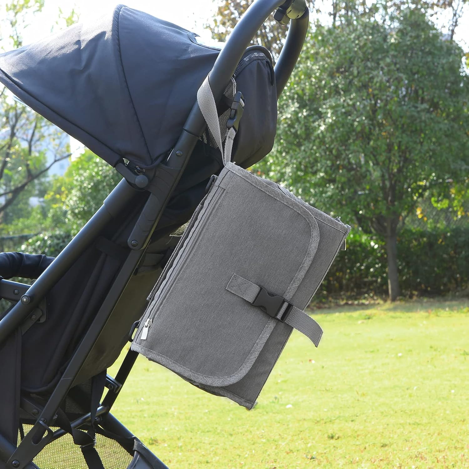 Fond + Found Portable Changing Pad with Shoulder Strap and Wipes Pocket - Waterproof Baby Changing Mat Travel Change Pad for Travel and Home image number 5