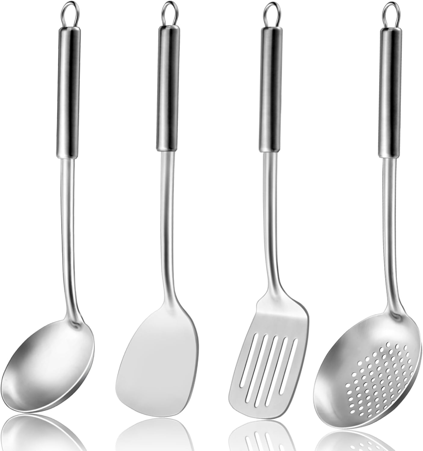 BEWOS 9 Piece Stainless Steel Kitchen Utensil Set - Cooking Utensils Set with Spatula and Utensil Holder, Heat Resistant & Dishwasher Safe, Non-Stick Friendly Kitchen Tools & Gadgets