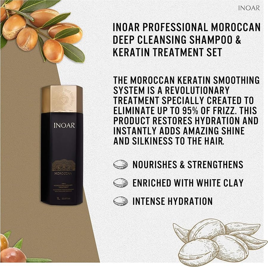 INOAR Brazilian Hair Straightening System (2 X 1 Litre Champu and Keratin) image number 2