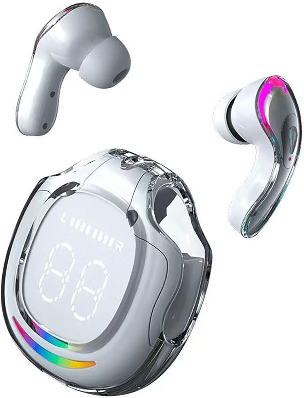 ELLENNE Slim Slim Headphones Bluetooth 5.3 AIR40 White Black Gaming Low Latency Wireless TWS Dual Channel Transparent (White)