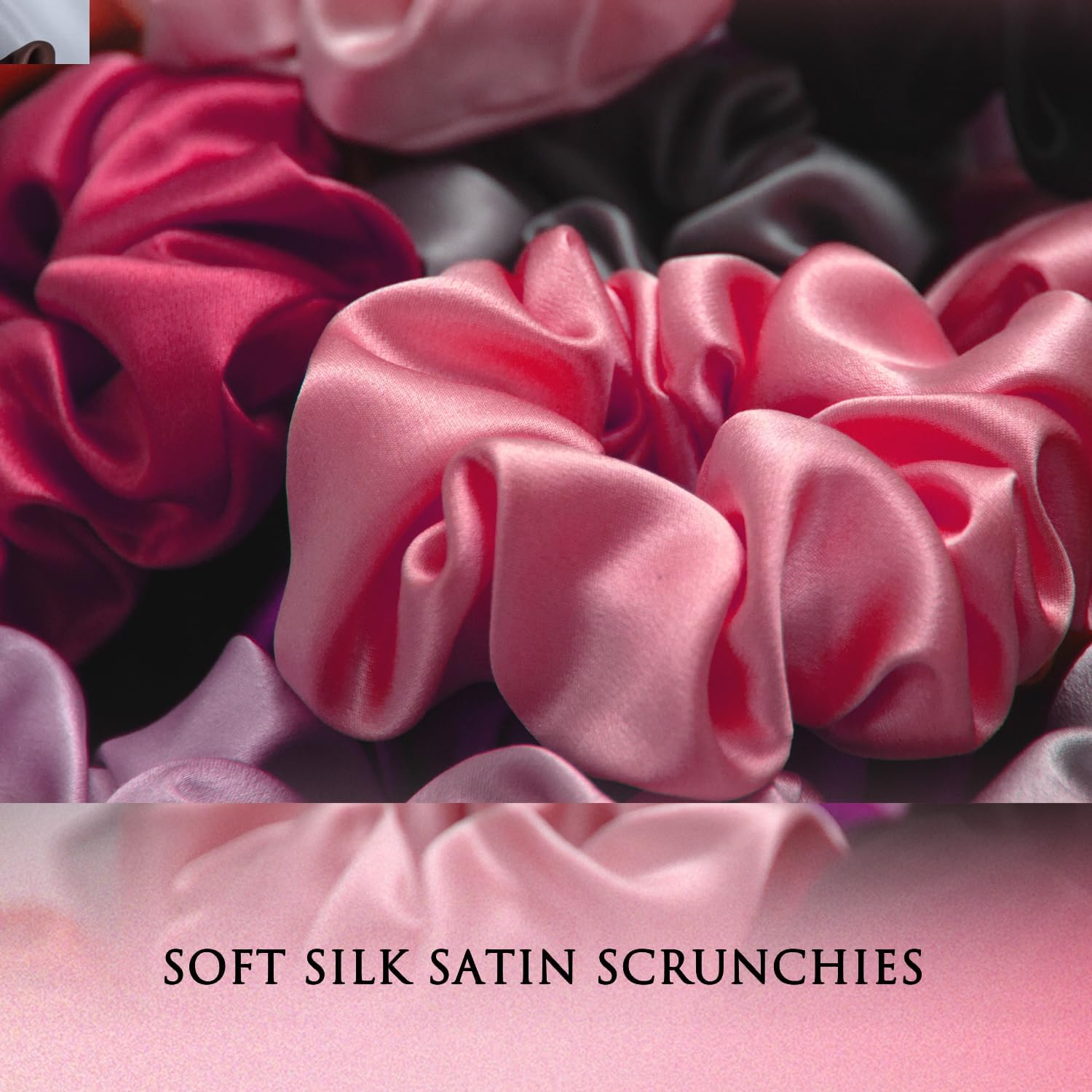12 Pcs Pink Satin Silk Scrunchies Set Blush Hair Ties Soft Elastic Ponytail Holders Hair Bands for Women Girls Gentle Hair Accessories image number 5
