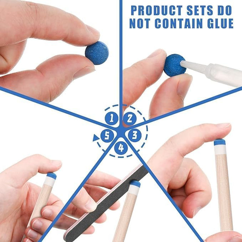 15Pieces Billiard Pool Cue Tips Pool Cue Tips Replacement Kit Pool Stick Tips Billiard Cue Tips with Storage Box for Pool Cues and Snooker