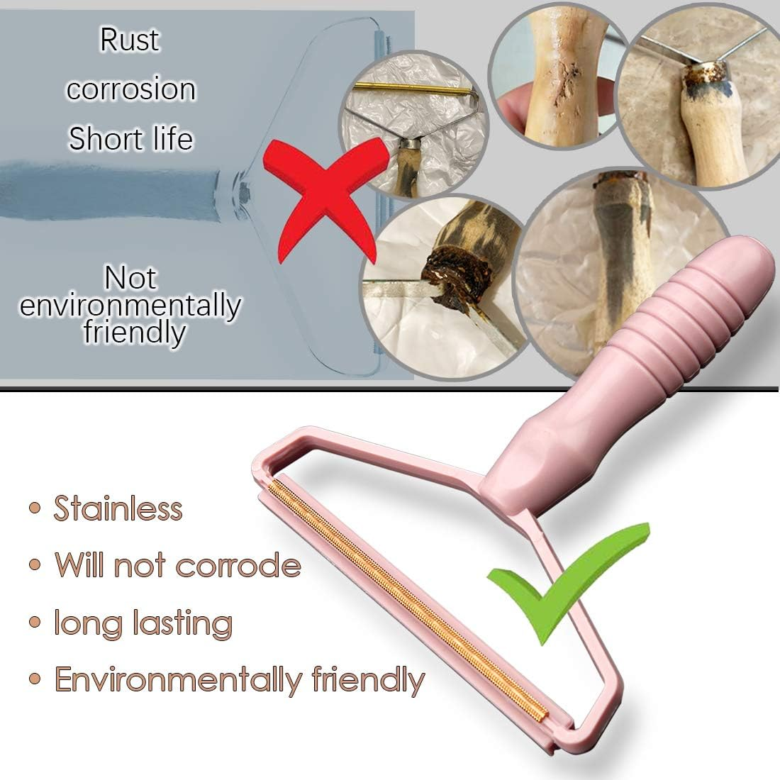 Portable Fabric Shaver, Pet Hair Remover, Manual Lint Remover, Dog Hair Remover Tool, Removing Dust from Clothing, Carpet, Furniture, Blankets, Couch Pink 1Pcs - Blue Pink 2Pcs image number 5